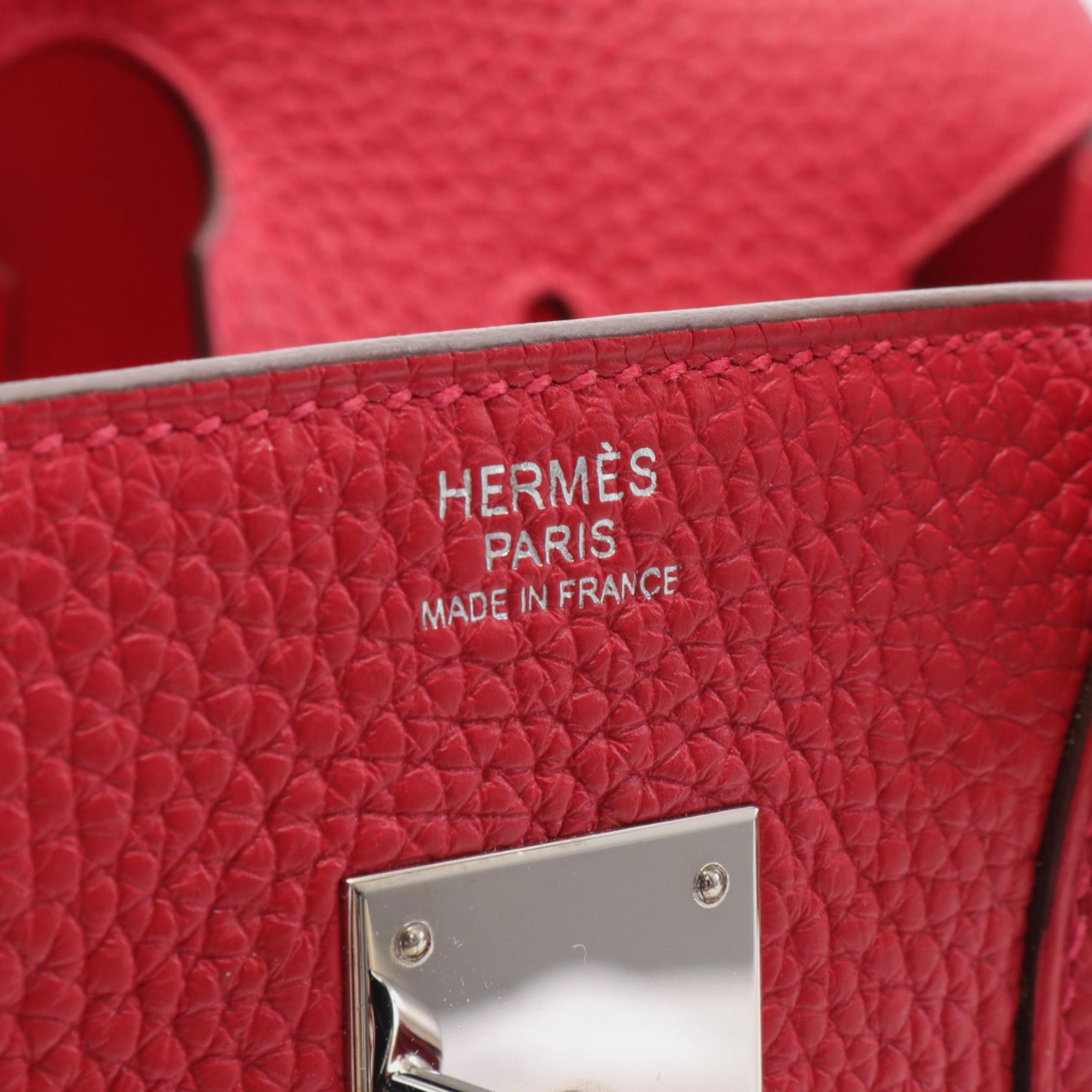 Hermes Red Verso Leather Birkin 30 Tote Bag 6