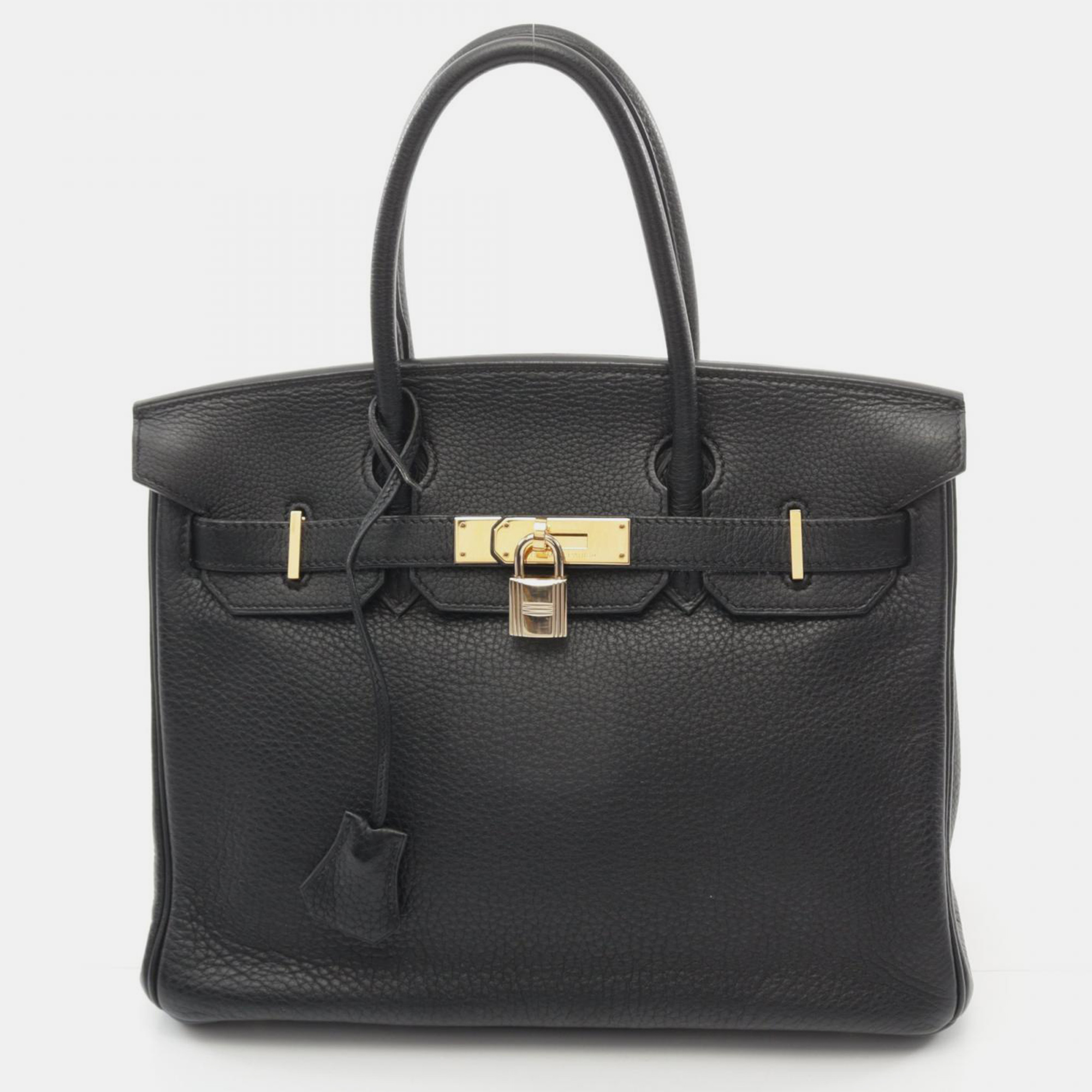 

Hermes Black Leather Birkin 30 Tote Bag