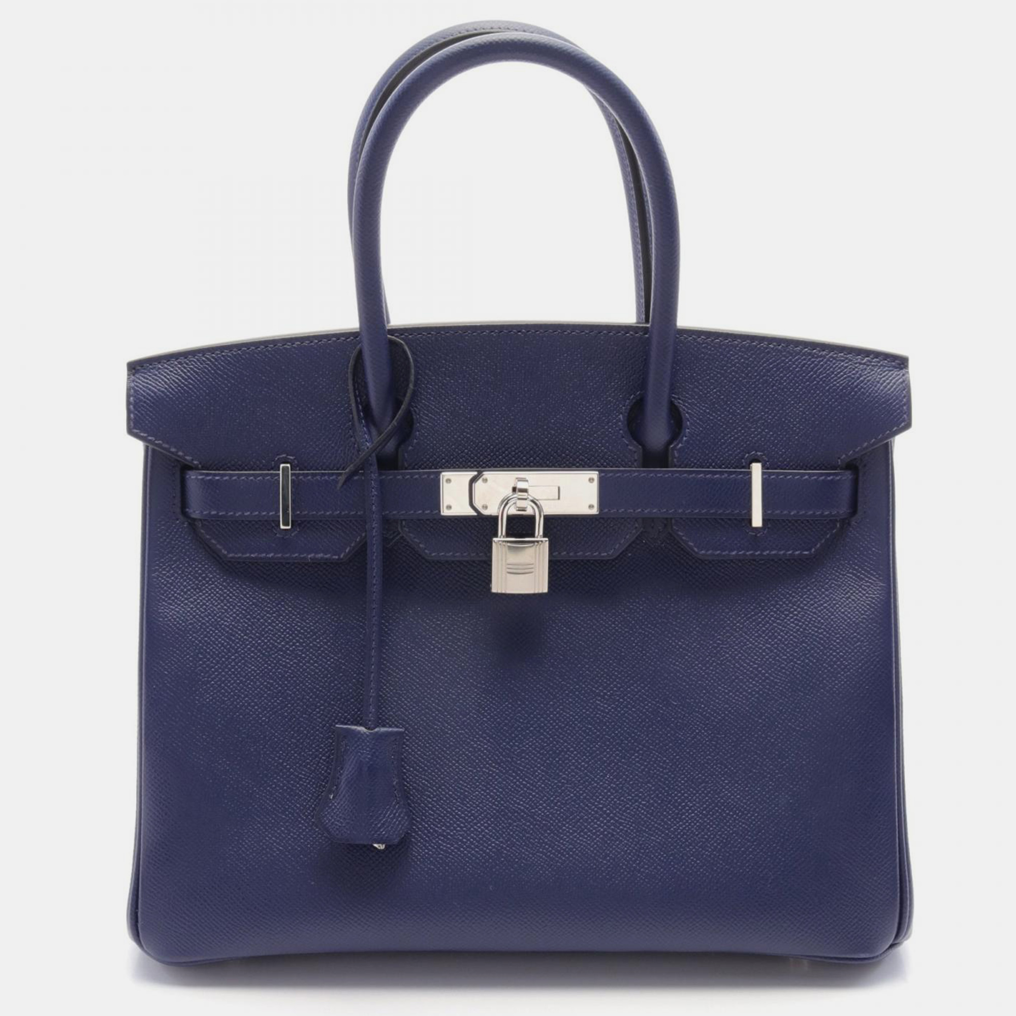 

Hermes Navy Blue Leather Birkin 30 Tote Bag