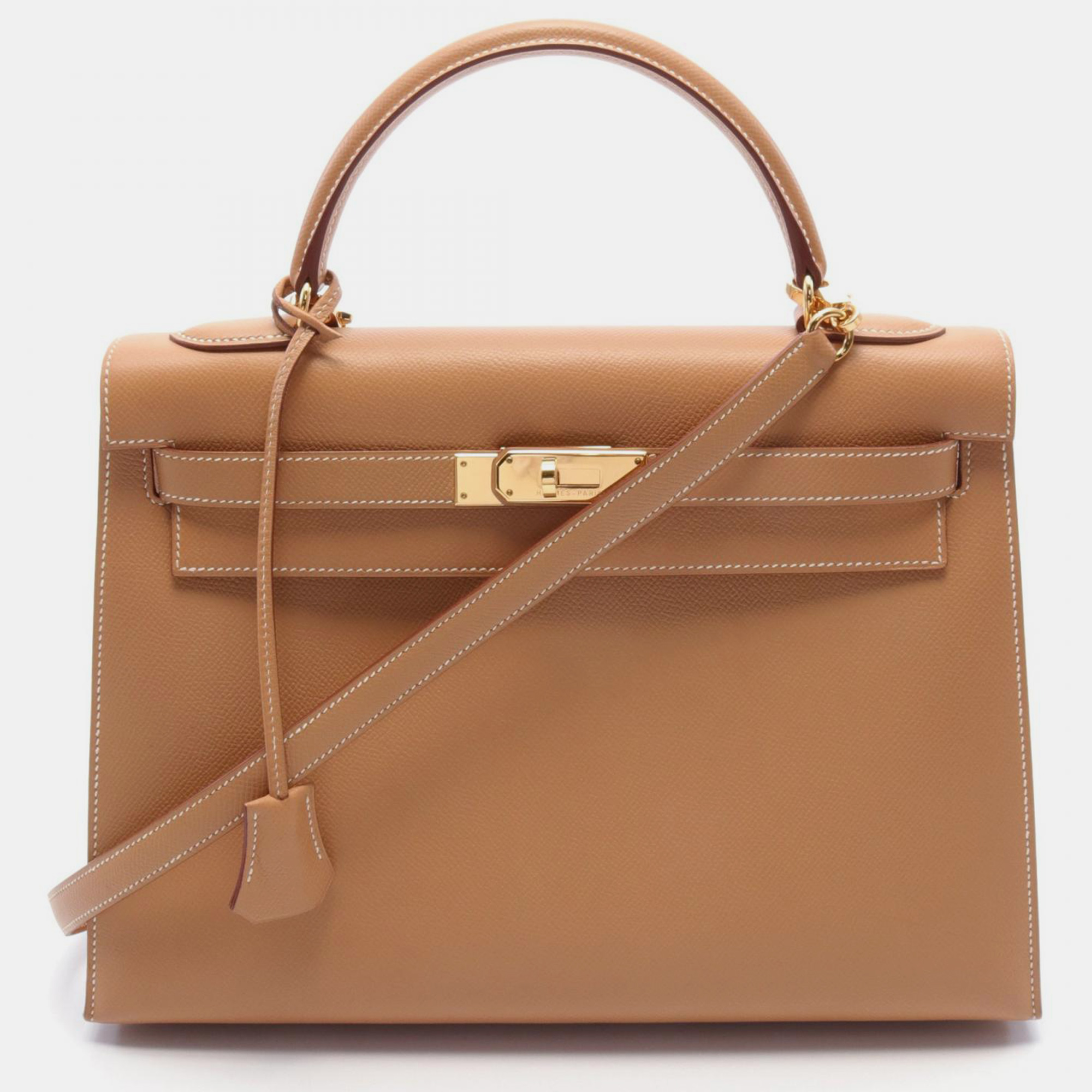 

Hermes Brown Leather Kelly 32 Tote Bag