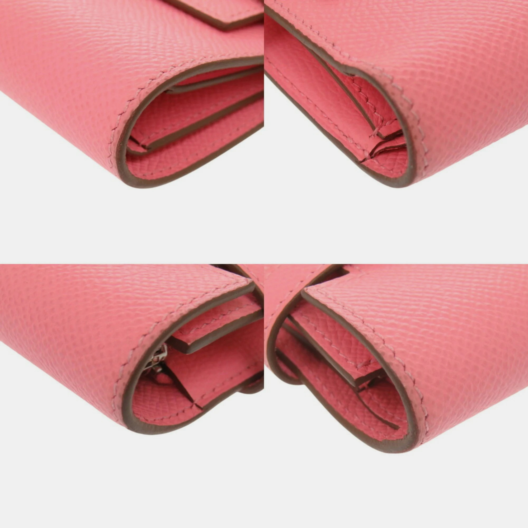 Hermes Rose Azalee Epsom Leather Medium Kelly Wallet 