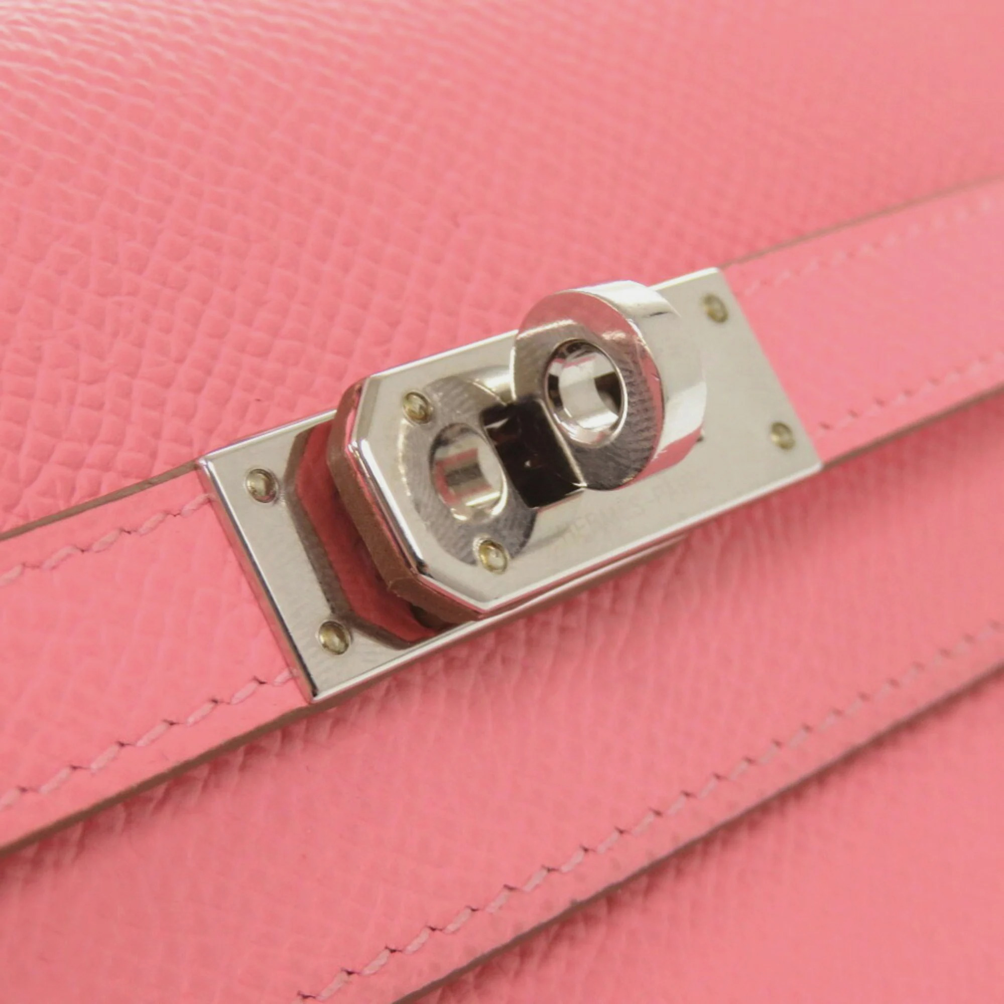 Hermes Rose Azalee Epsom Leather Medium Kelly Wallet 