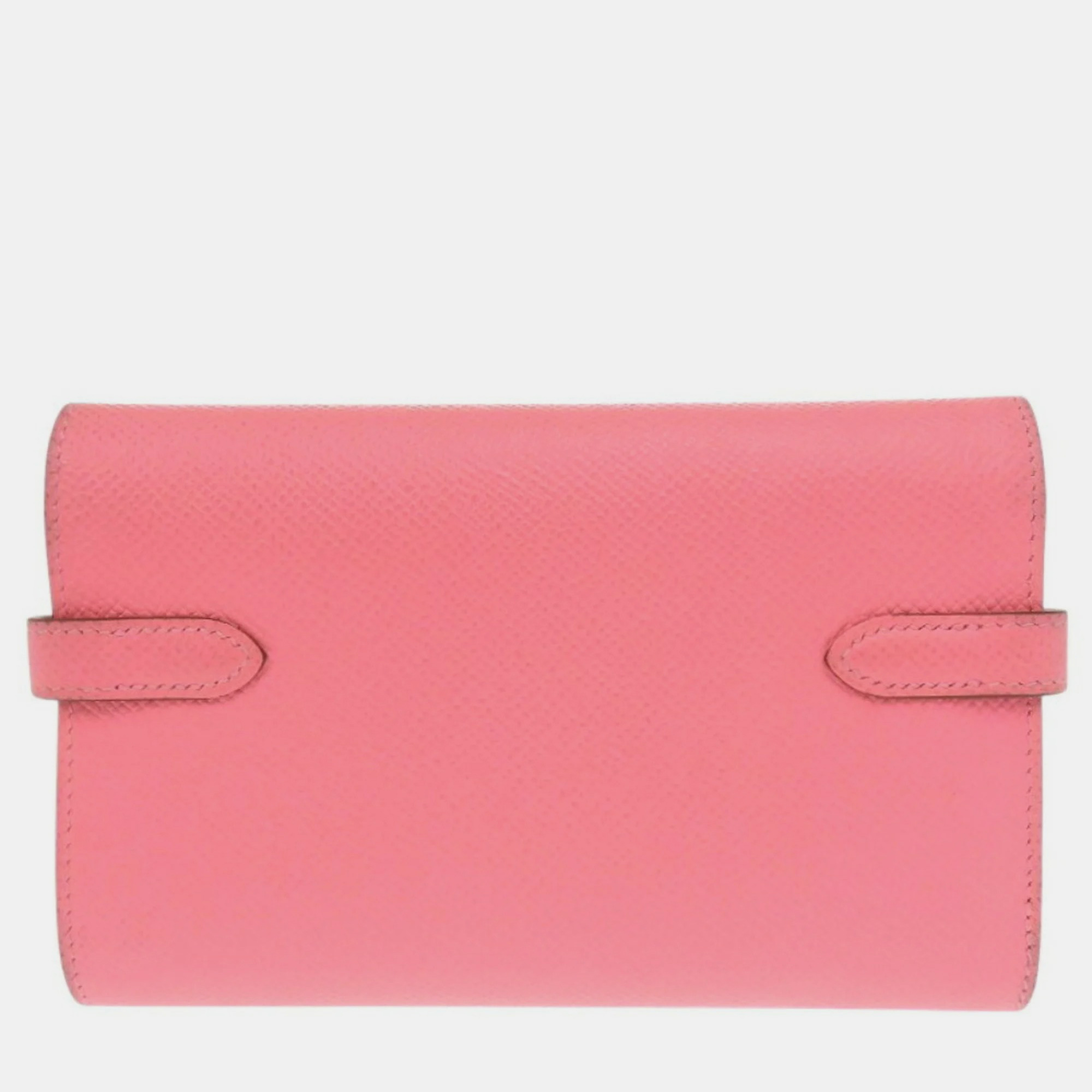 Hermes Rose Azalee Epsom Leather Medium Kelly Wallet 