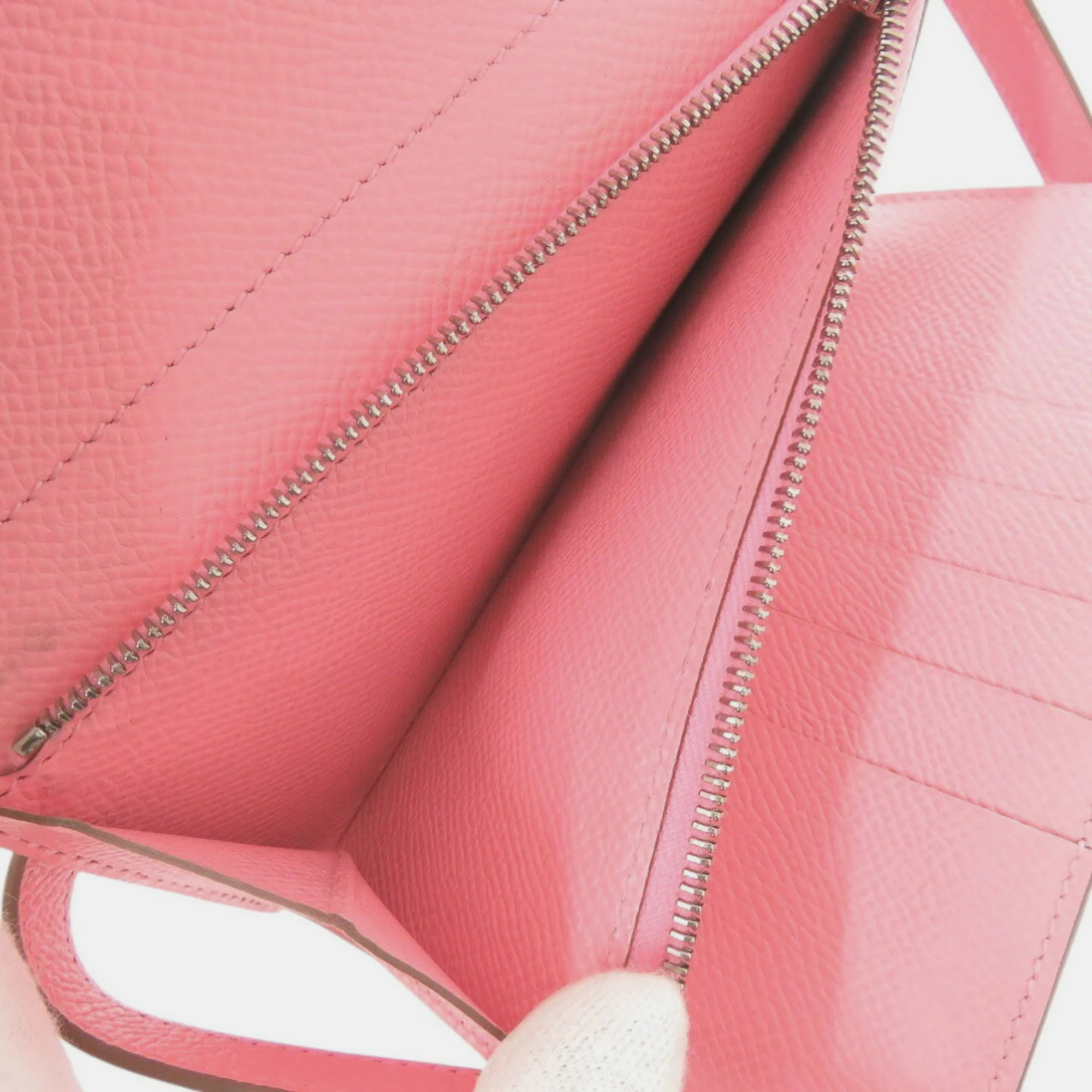 Hermes Rose Azalee Epsom Leather Medium Kelly Wallet 