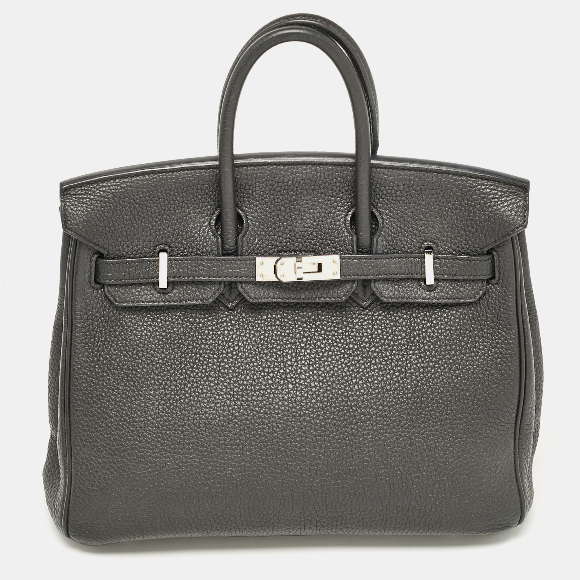 

Hermes Noir Togo Leather Palladium Finish Birkin 25 Bag, Black