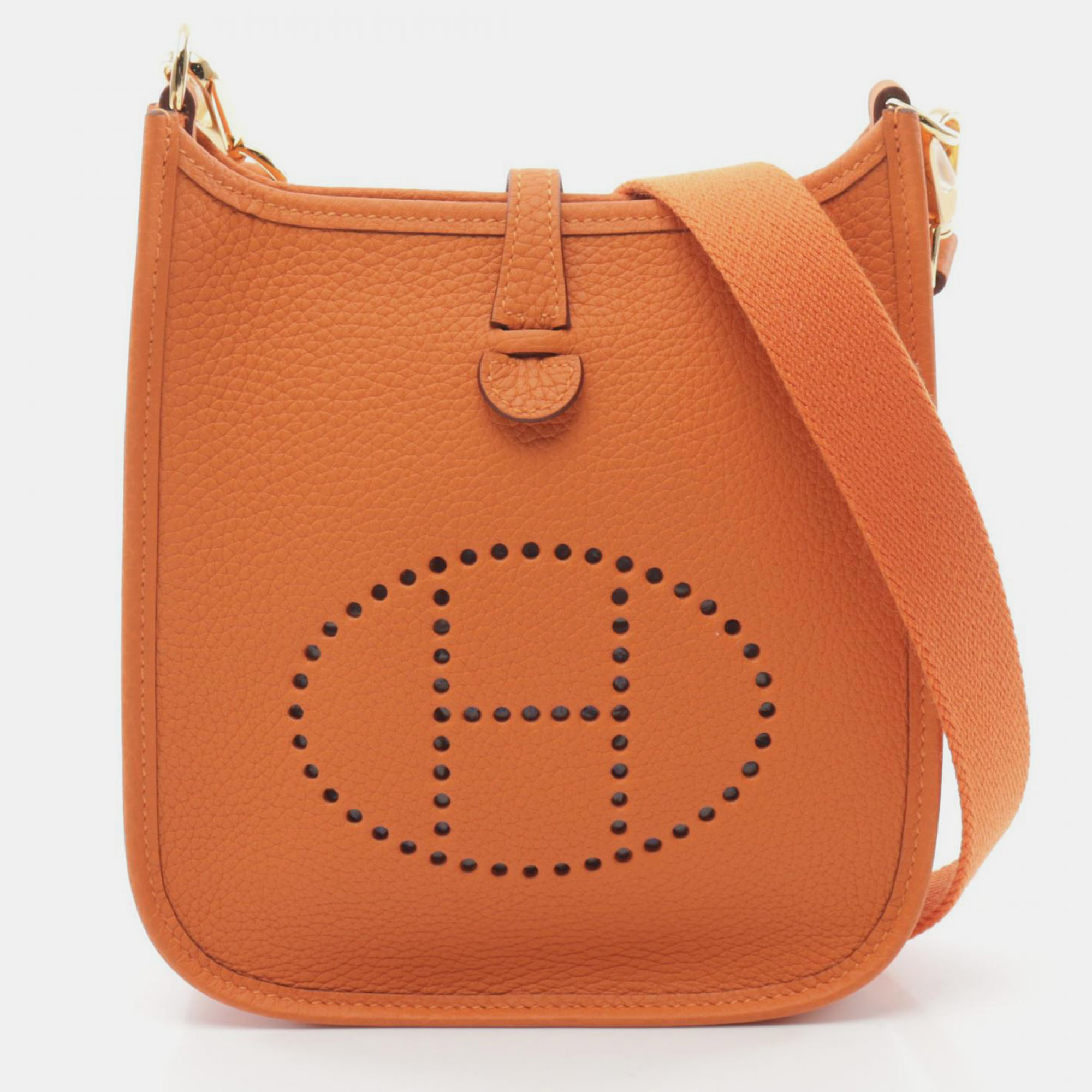 

Hermes Orange Leather Evelyne TPM Crossbody Bag