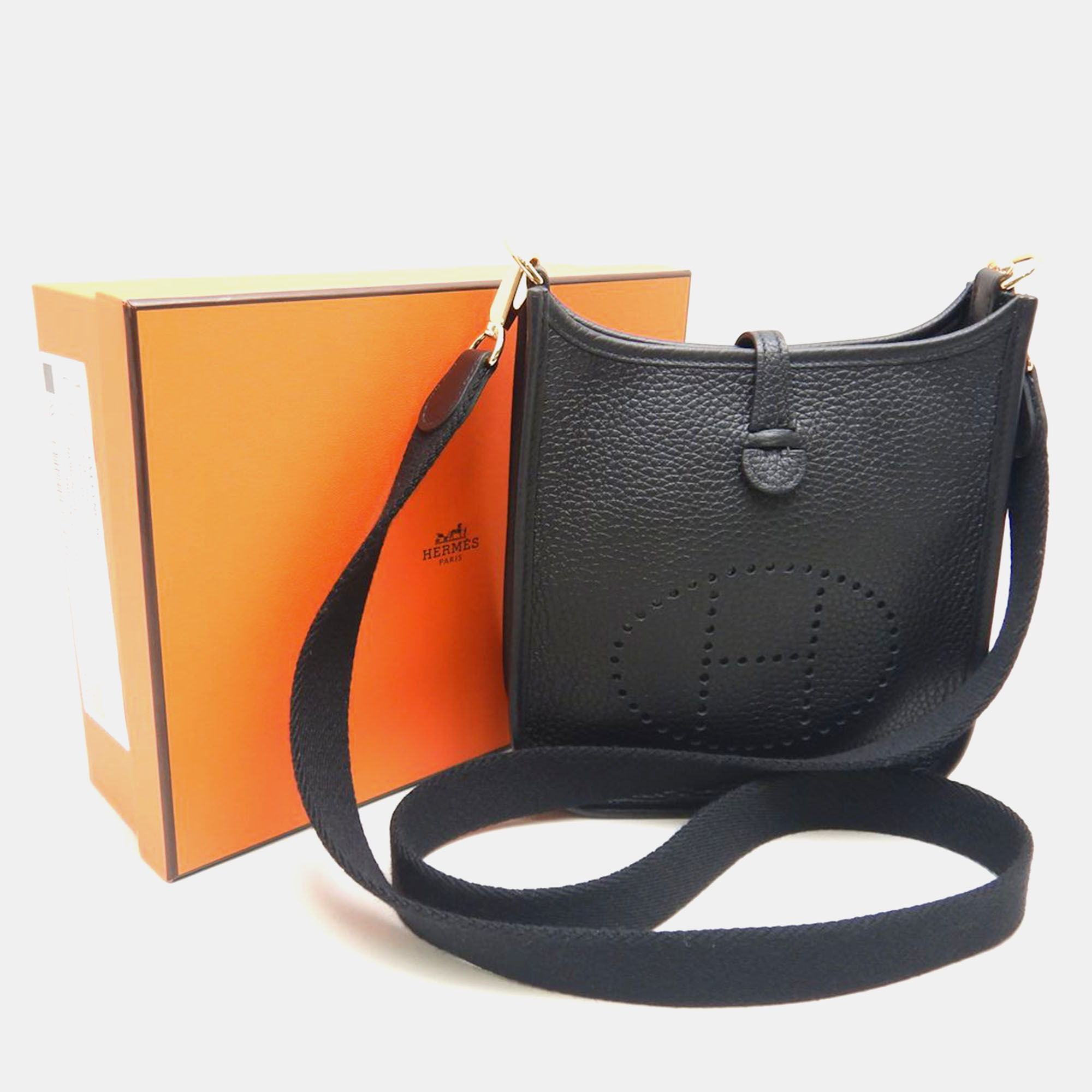 Hermes Black  Leather Evelyne TPM Crossbody Bag 