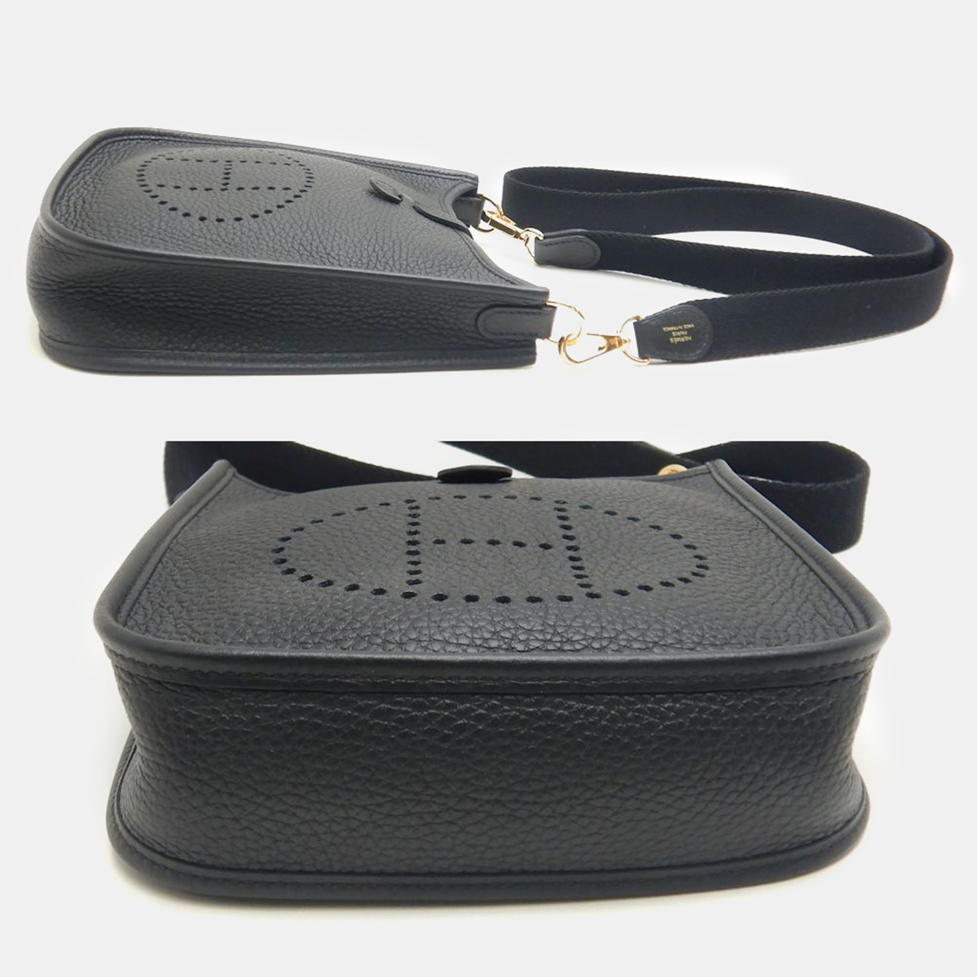 Hermes Black  Leather Evelyne TPM Crossbody Bag 