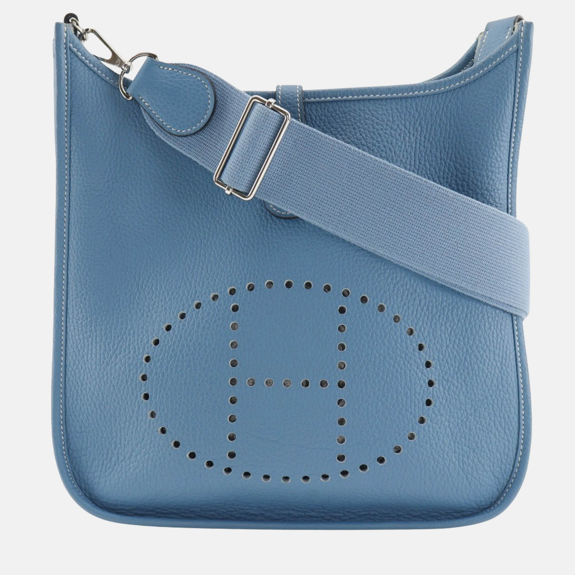 

Hermes Blue Leather Evelyne III PM Crossbody Bag