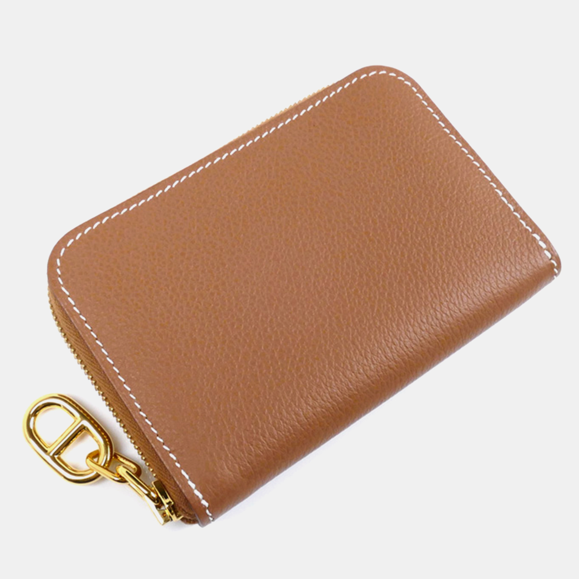 

Hermes Gold Leather Zip Ango Coin Case