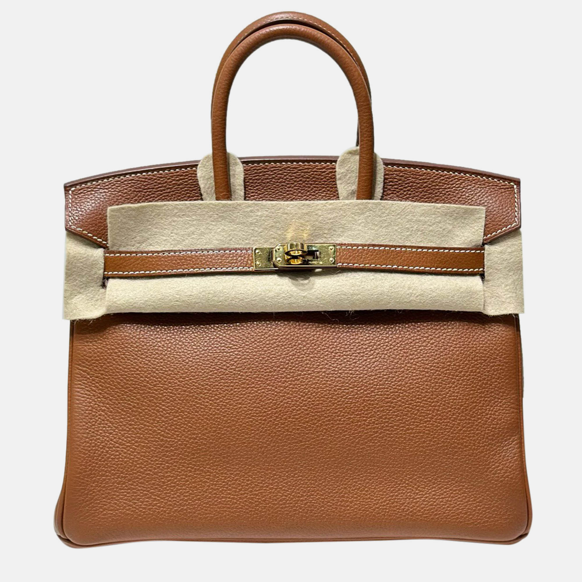 

Hermes Brown Barenia Leather Birkin 25 Bag