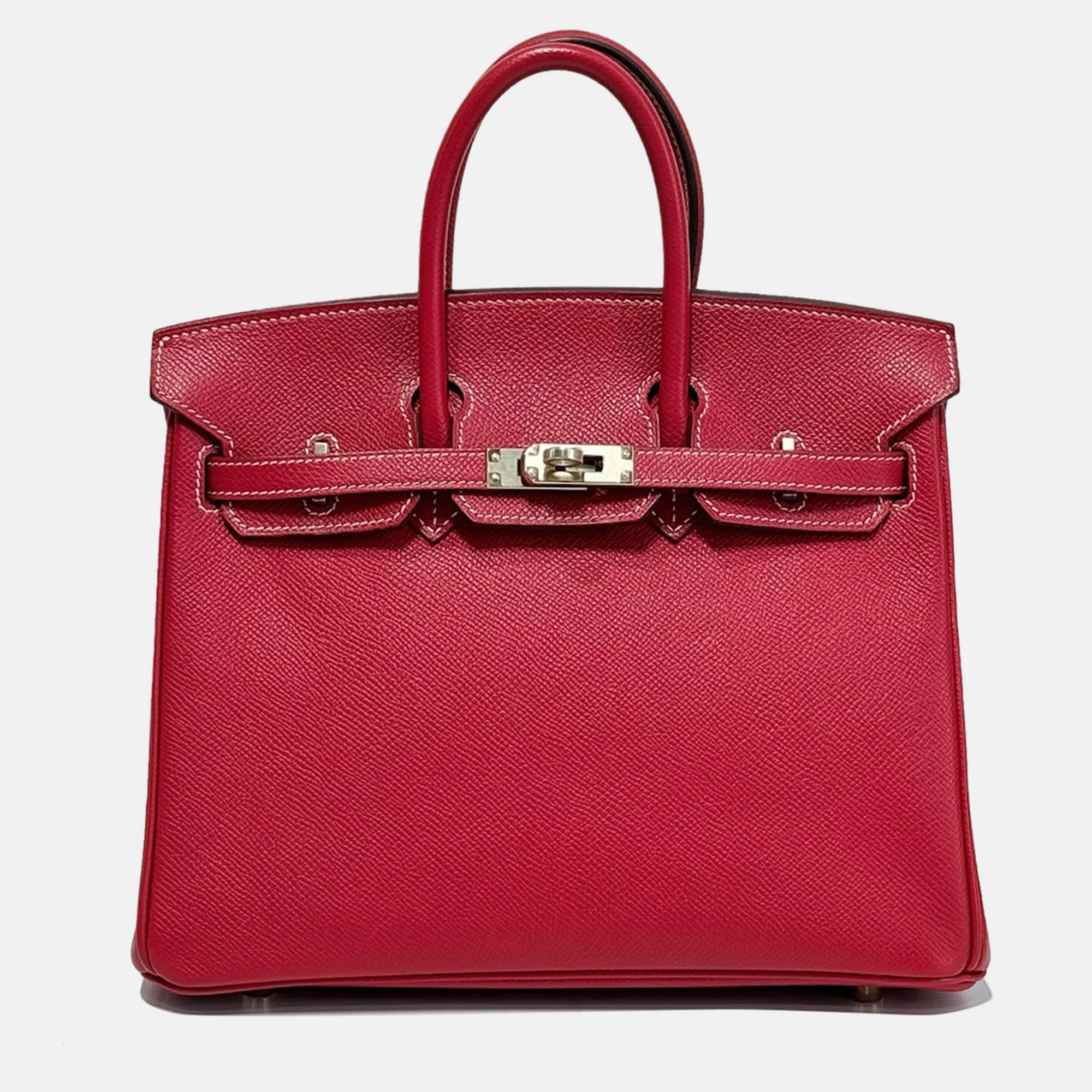 

Hermes Red Epsom Leather Birkin 25 Bag