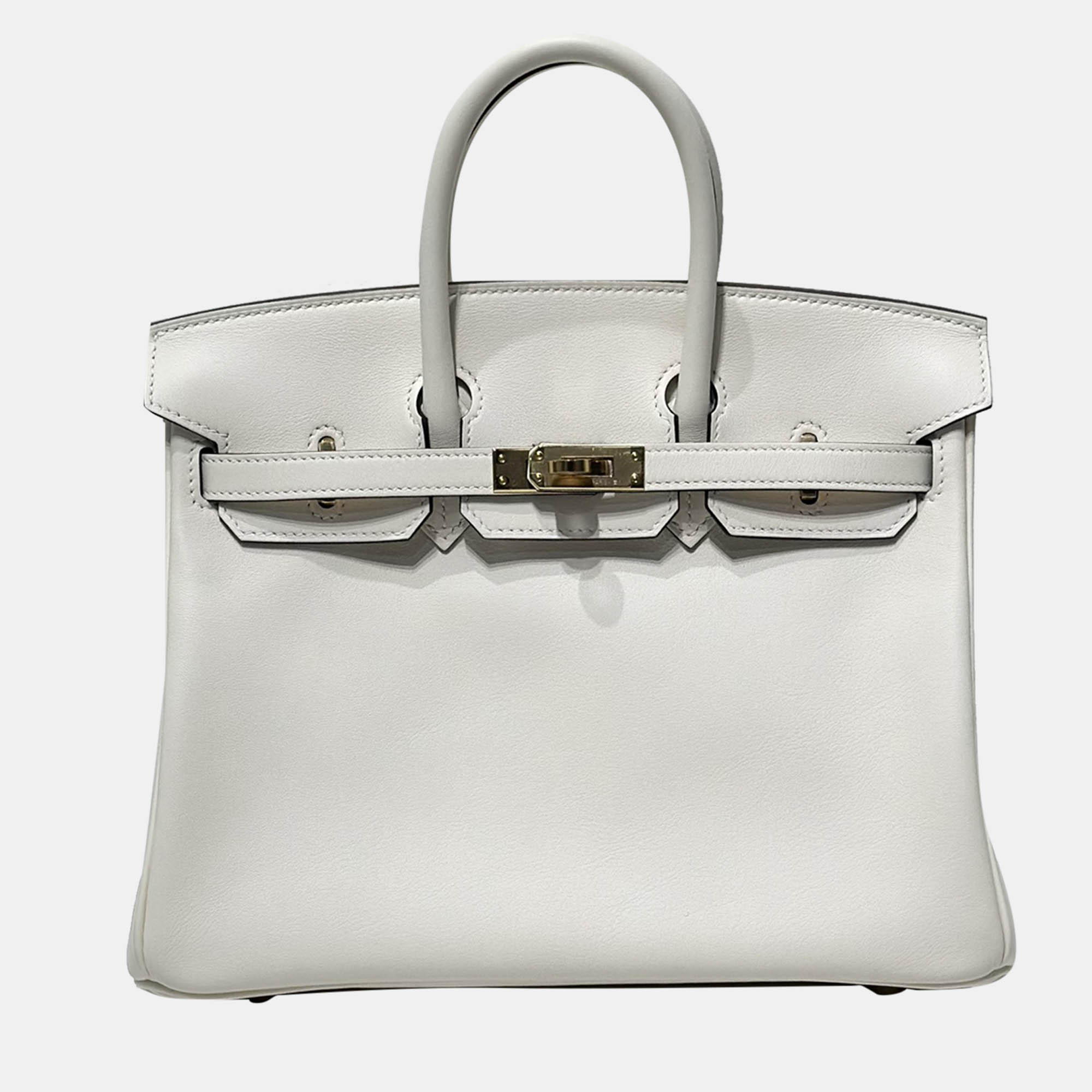 

Hermes Cream White Swift Leather Birkin 25 Bag