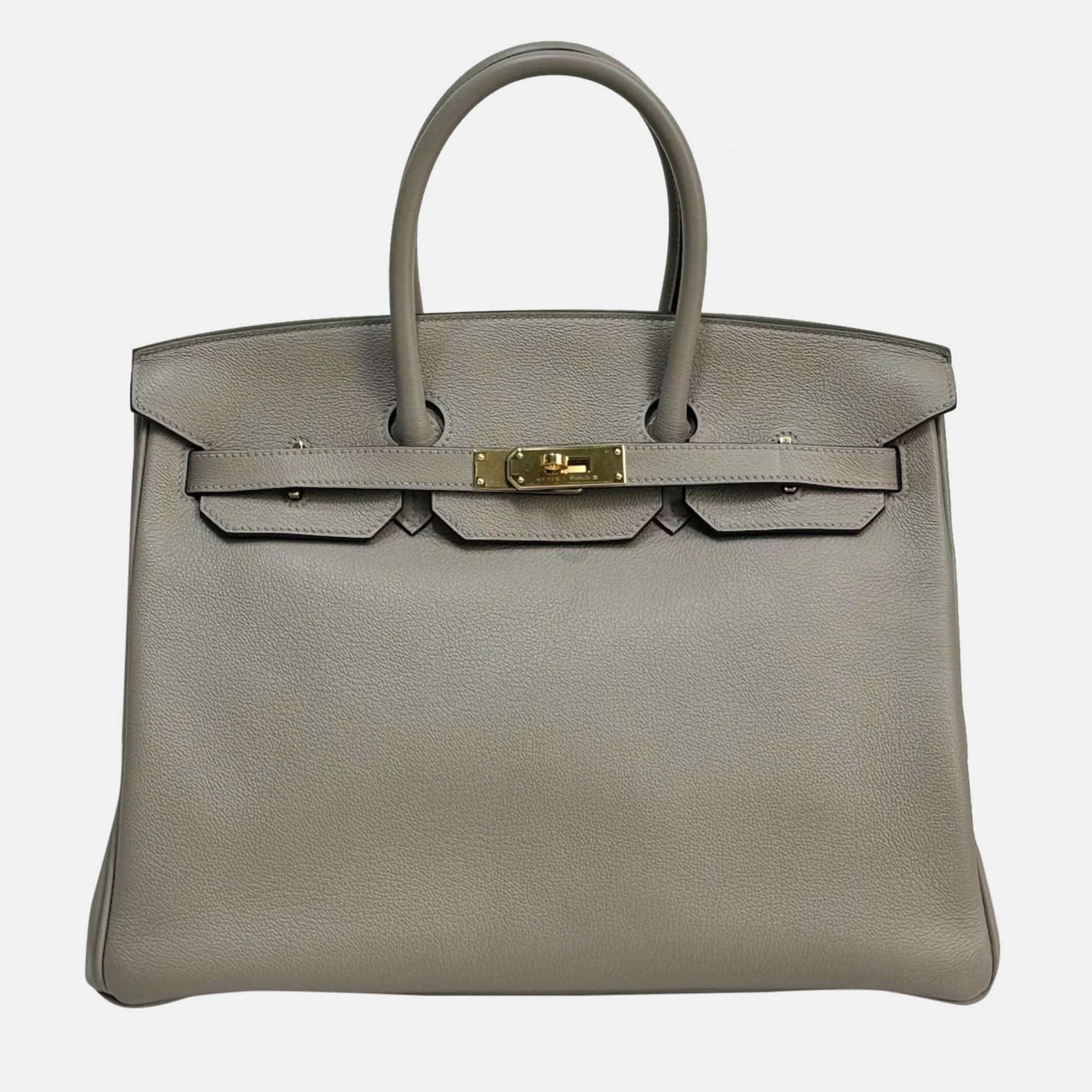 

Hermes Milky Way grey evercolor leather birkin 35 bag