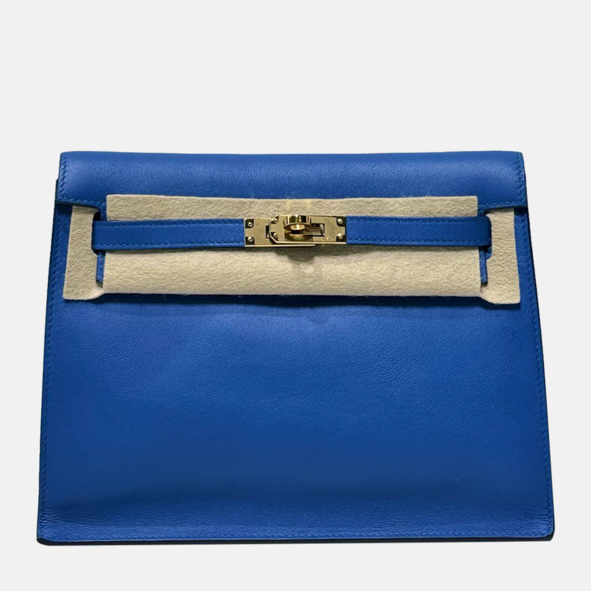 

Hermes danse French blue Jonathan leather kelly bag