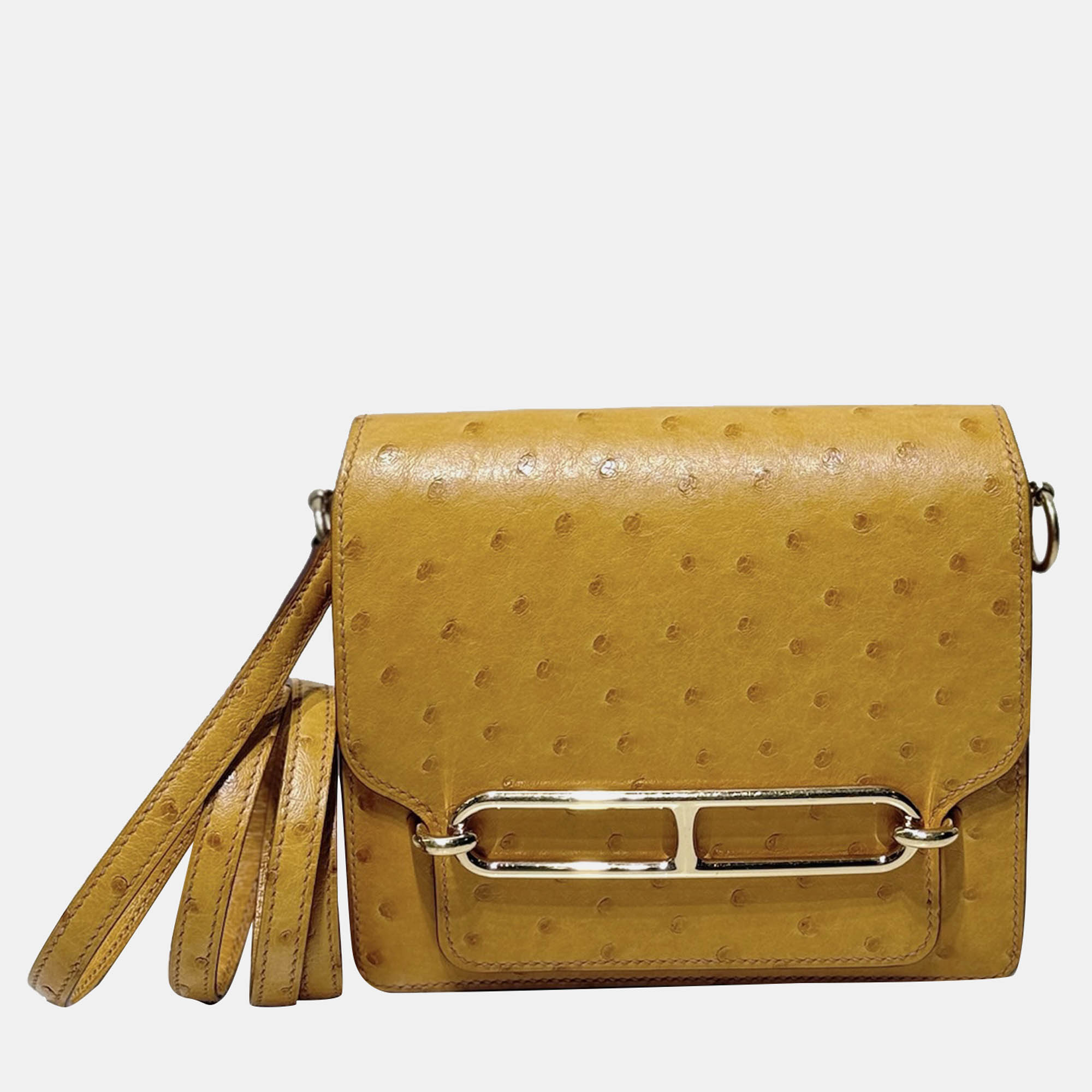 

Hermes Yellow Ostrich Leather Roulis Shoulder Bag