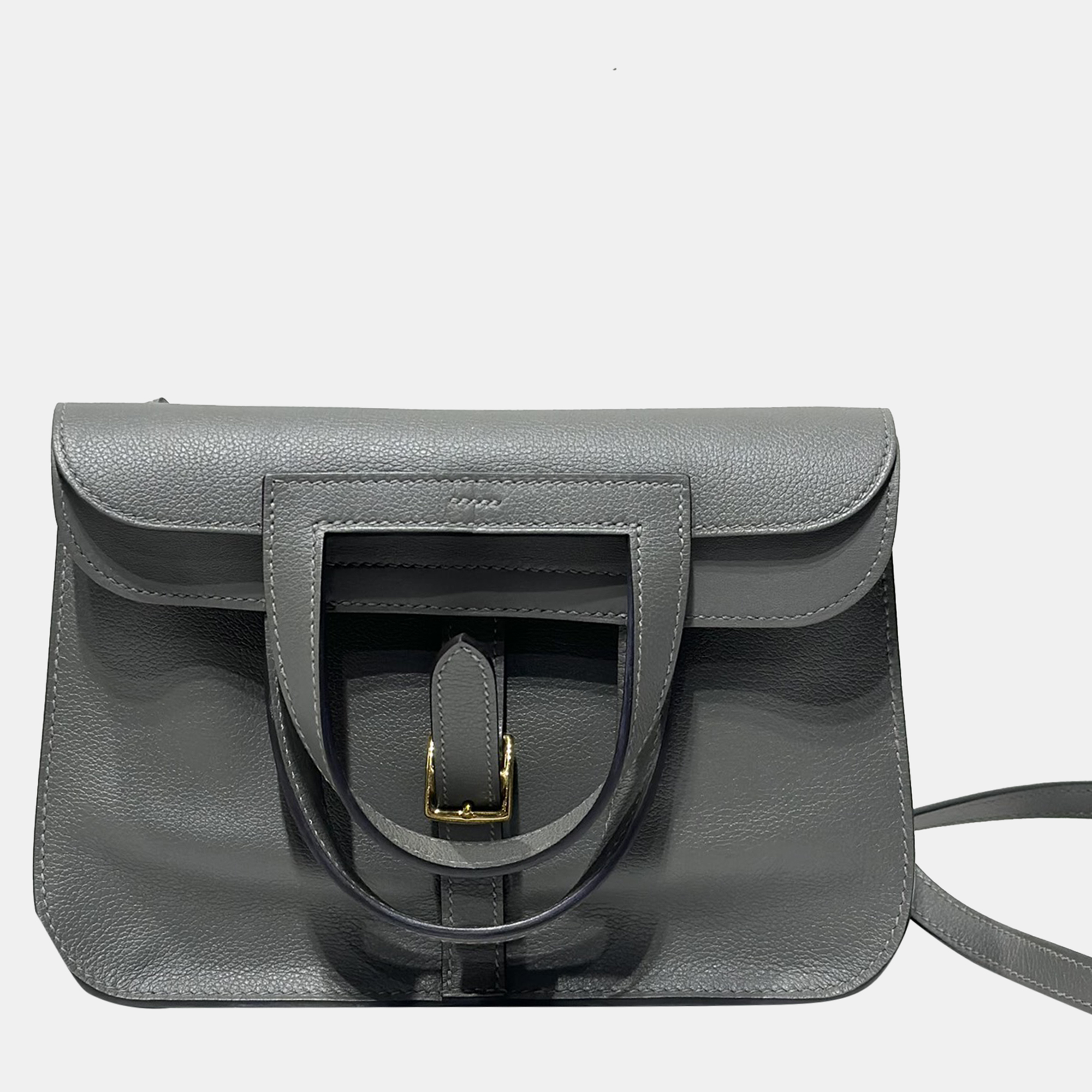 

Hermes Rainy Cloud Gray Evercolor leather Halzan 25 bag, Grey