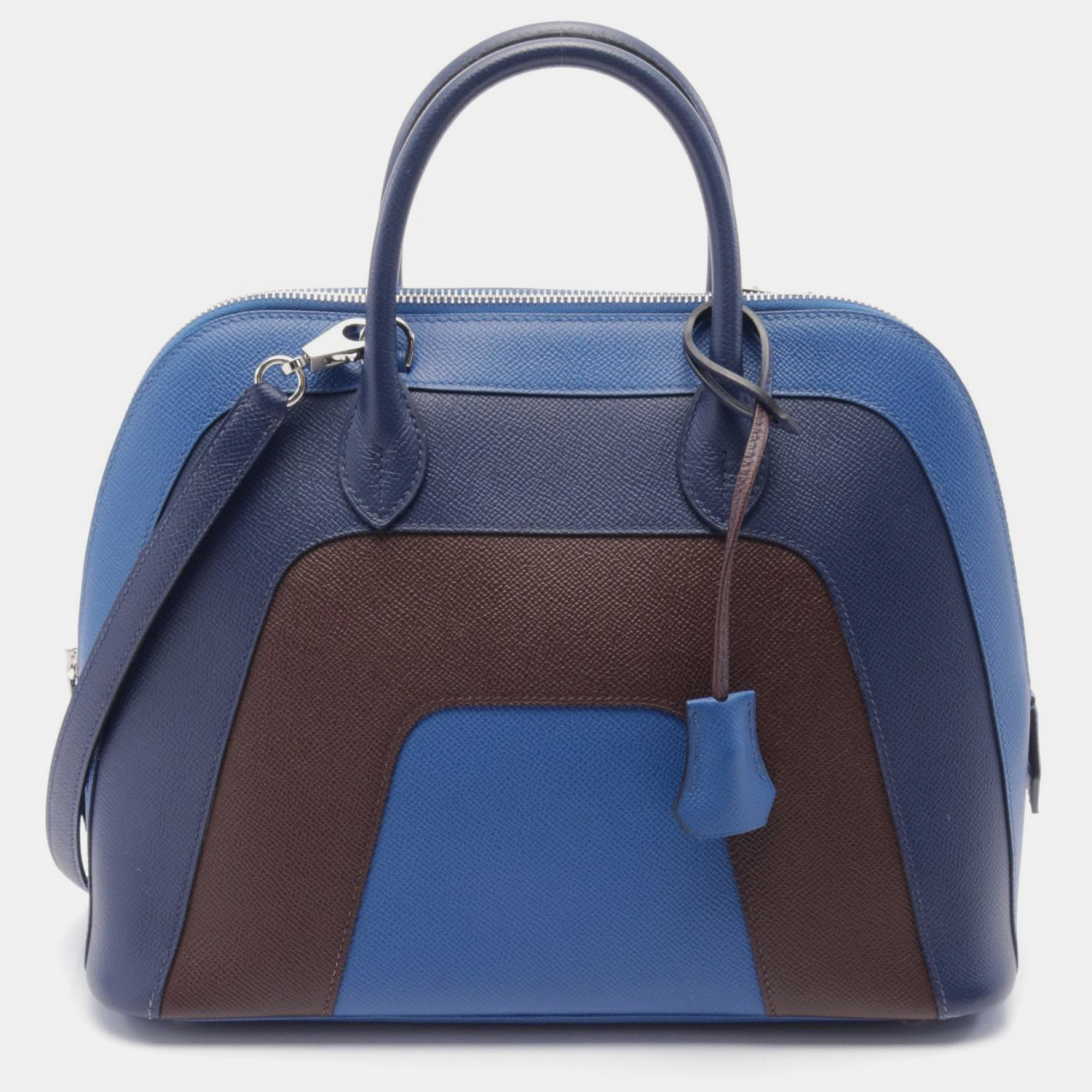 

Hermes Blue Leather Bolide 1923 30 Handbag, Multicolor