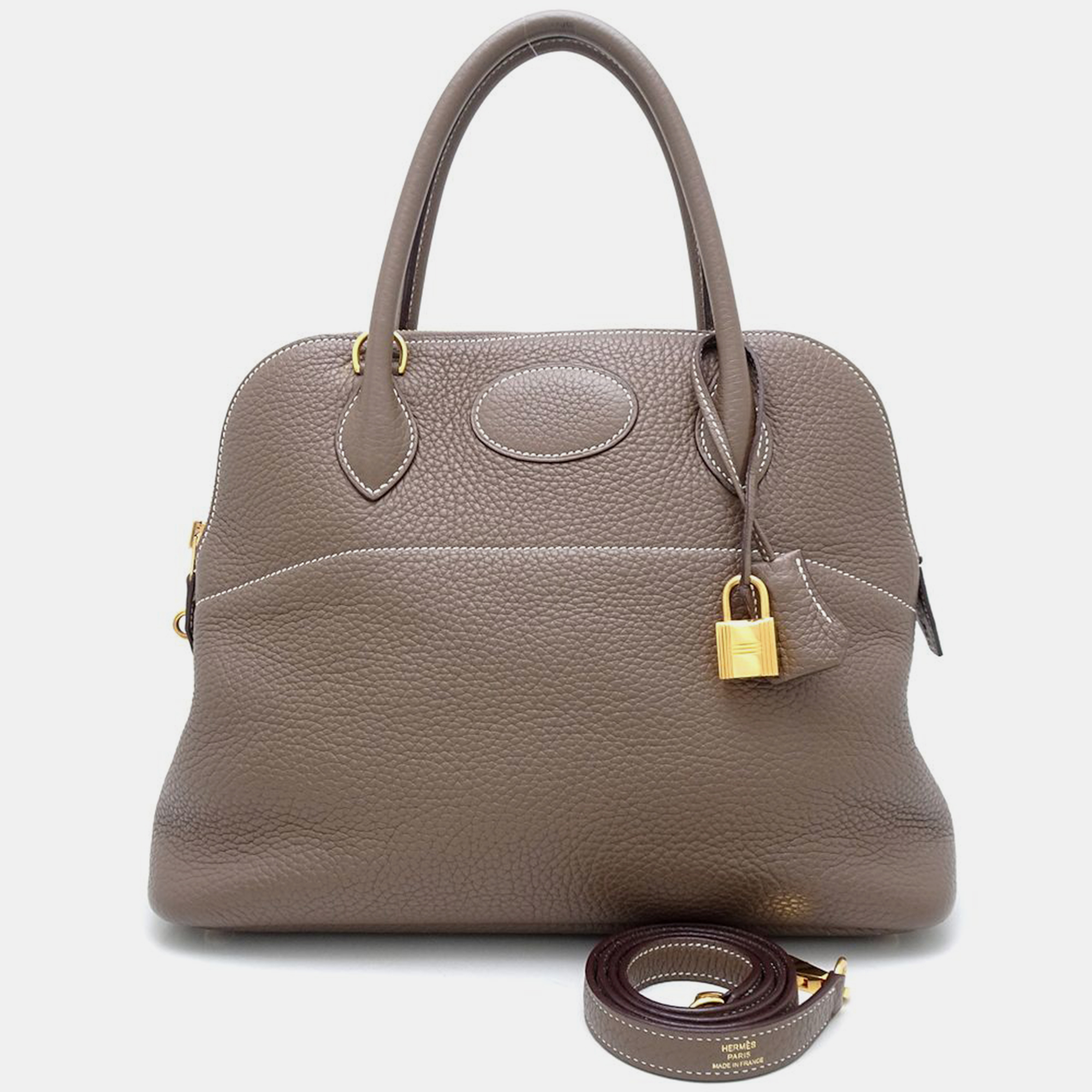 

Hermes Grey Leather Bolide 31 Handbag, Brown