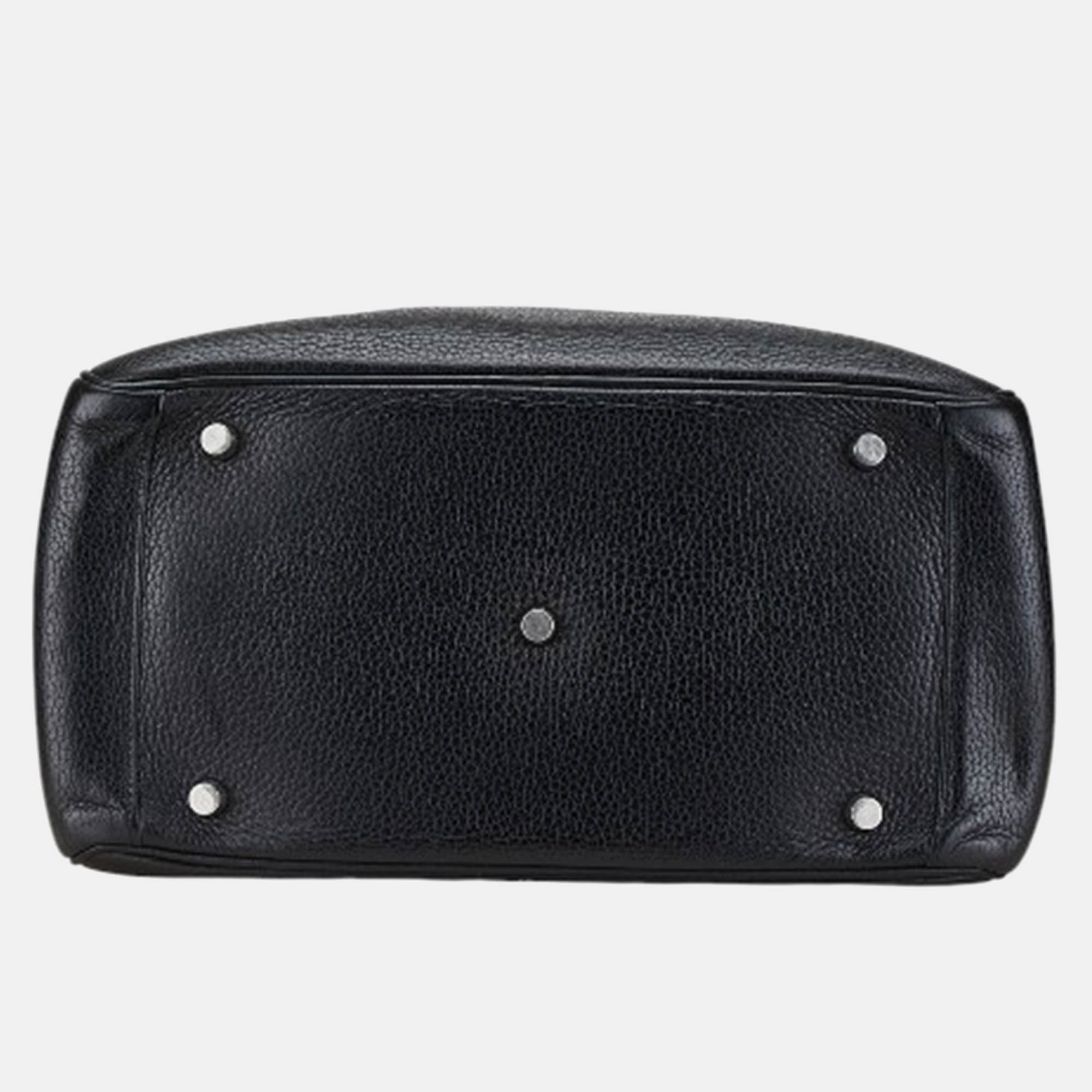 Hermes Black Leather Lindy 30 Handbag 