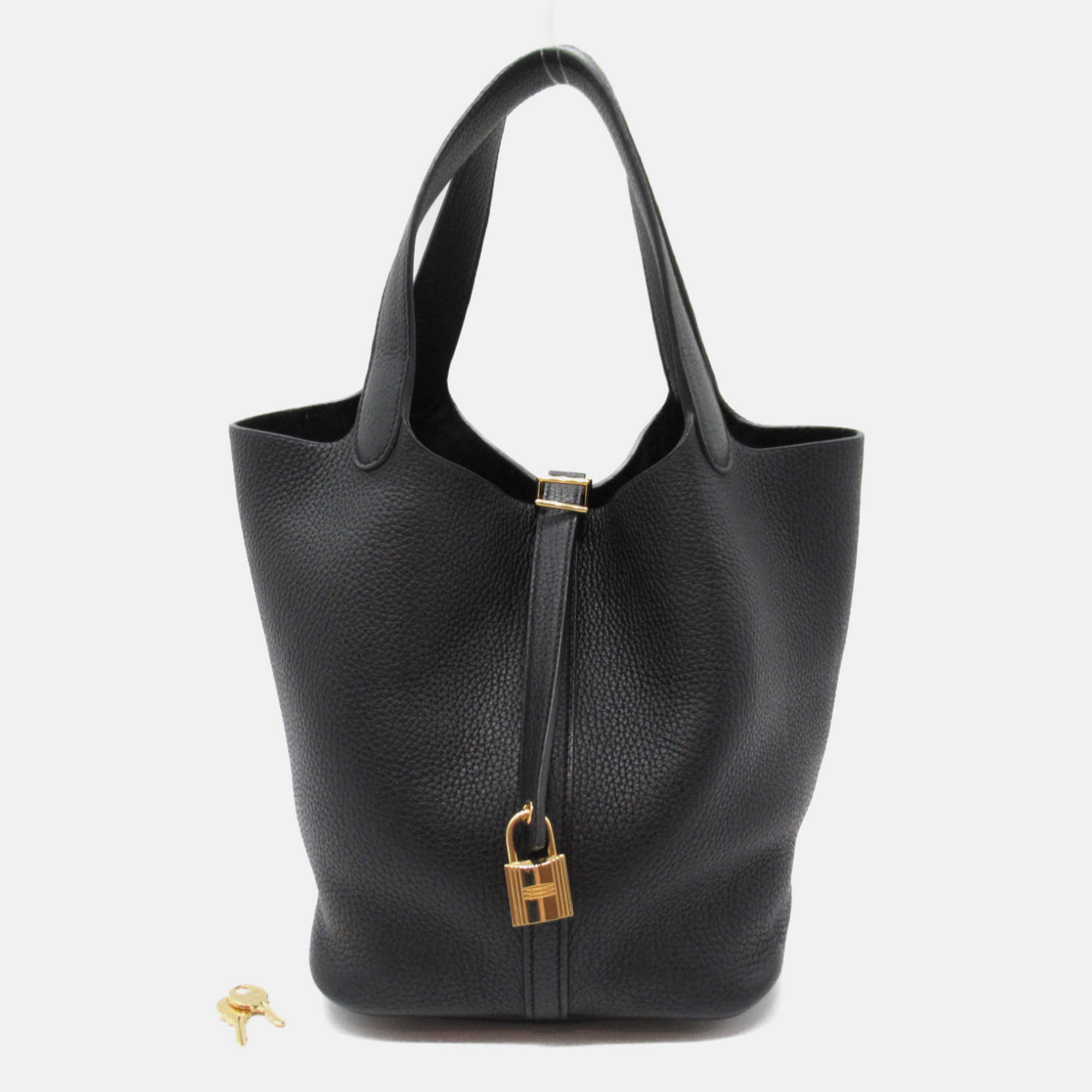 

Hermes Black Leather Picotin Lock MM Handbag