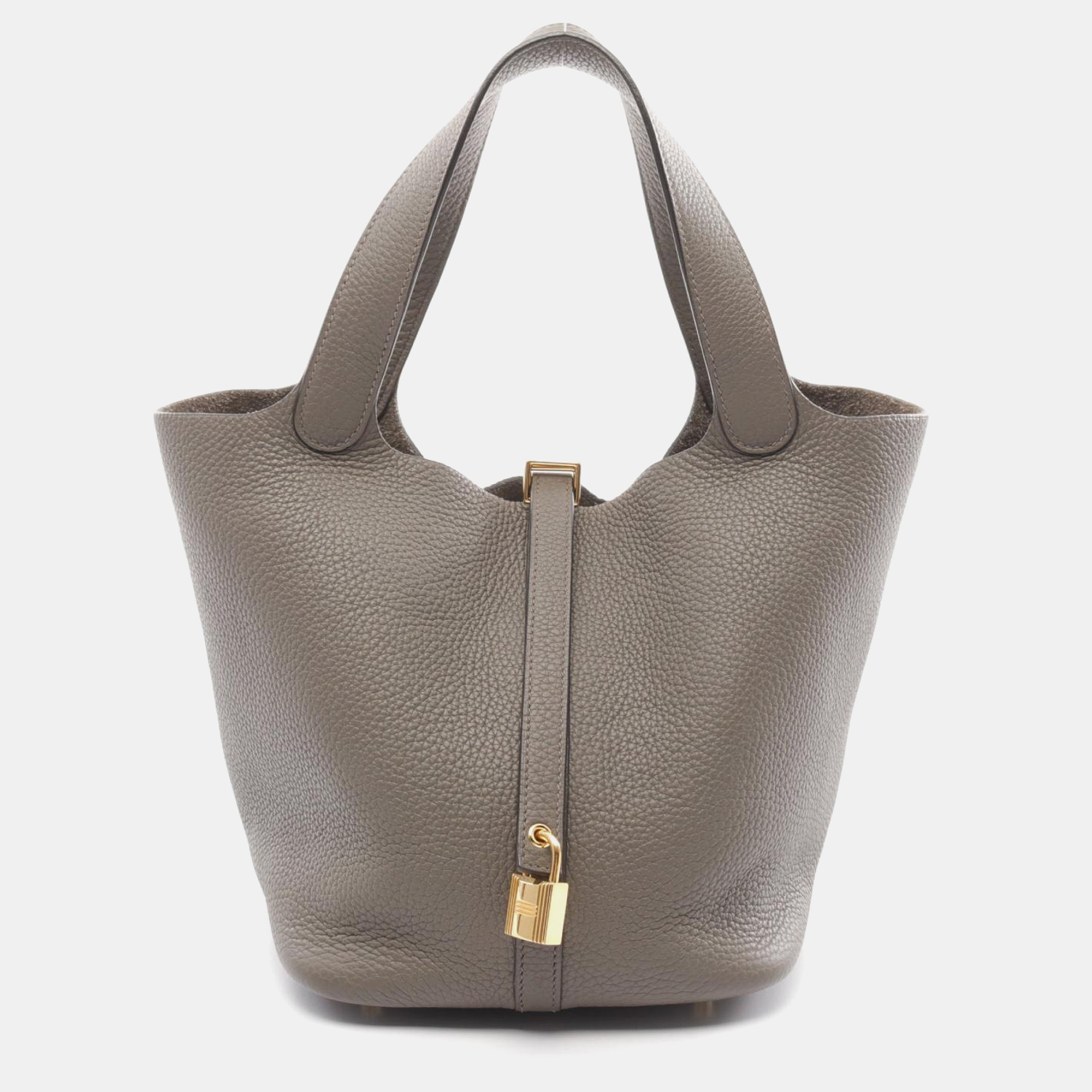 

Hermes Grey Leather Picotin Lock MM Handbag