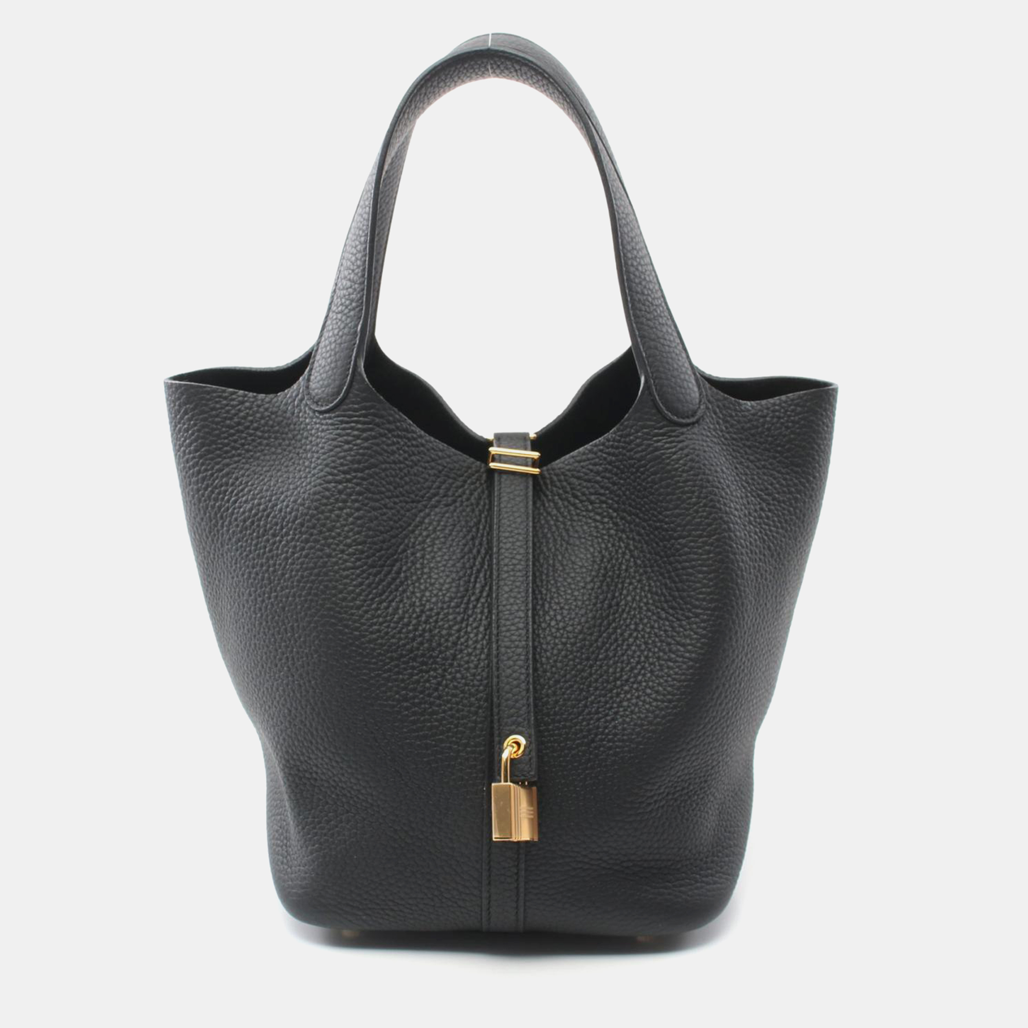 

Hermes Black Leather Picotin Lock MM Handbag