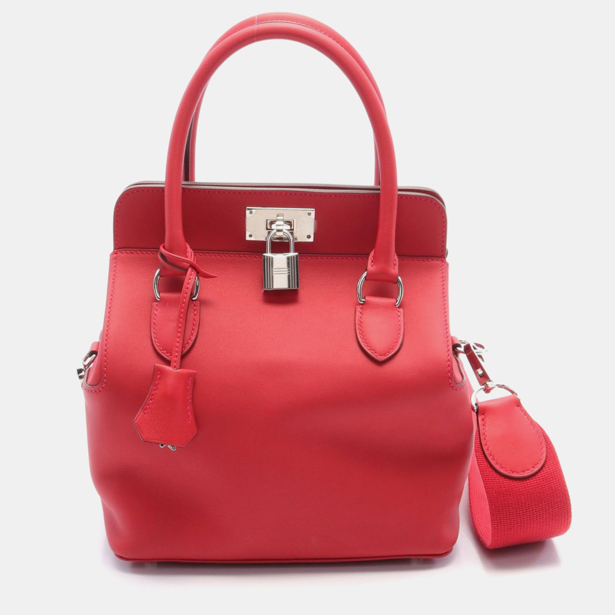 

Hermes Red Leather Toolbox 20 Handbag