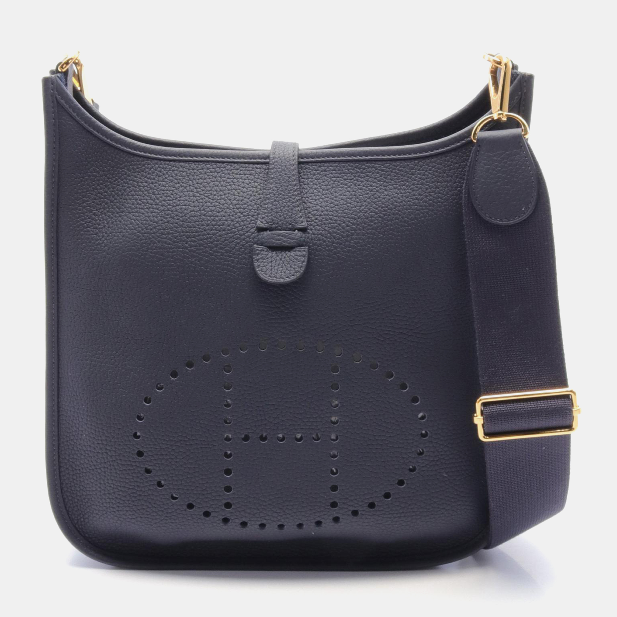 

Hermes Blue Leather Evelyne III PM Crossbody Bag, Navy blue