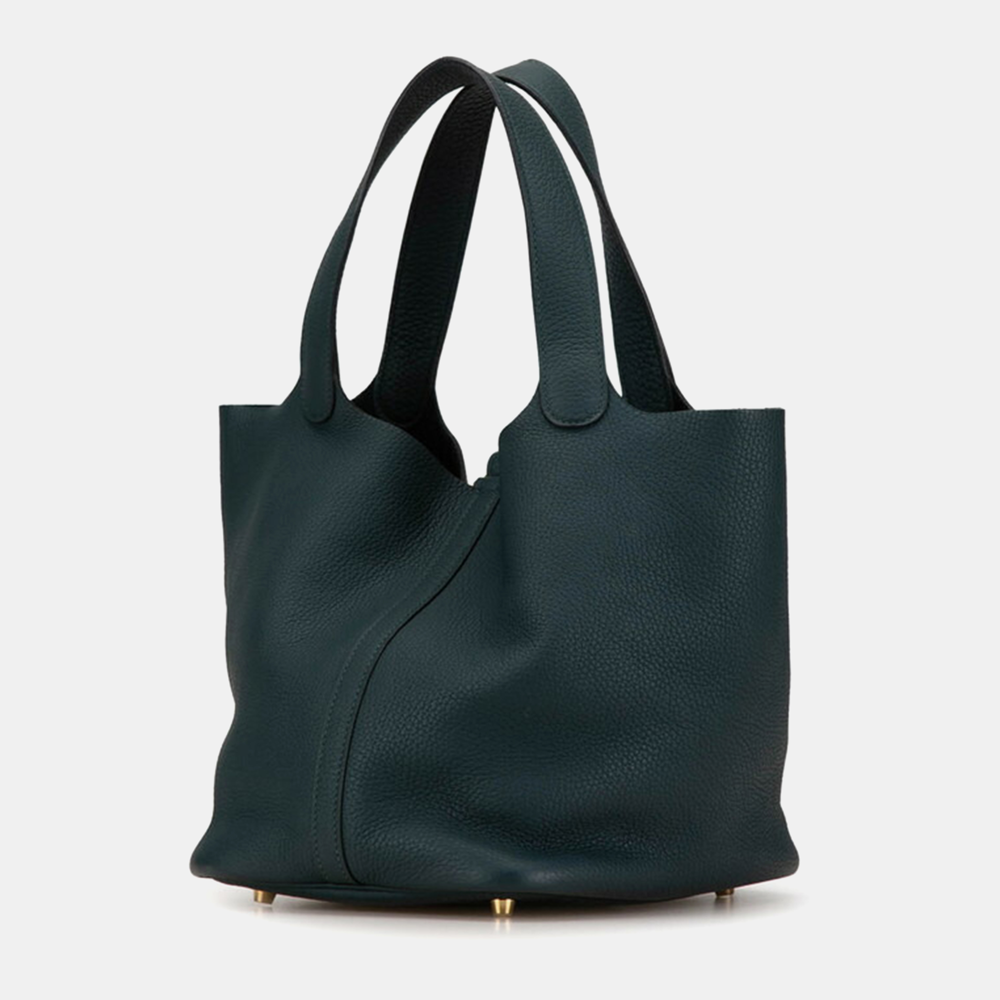 Hermes Green Leather Picotin Lock MM Handbag 