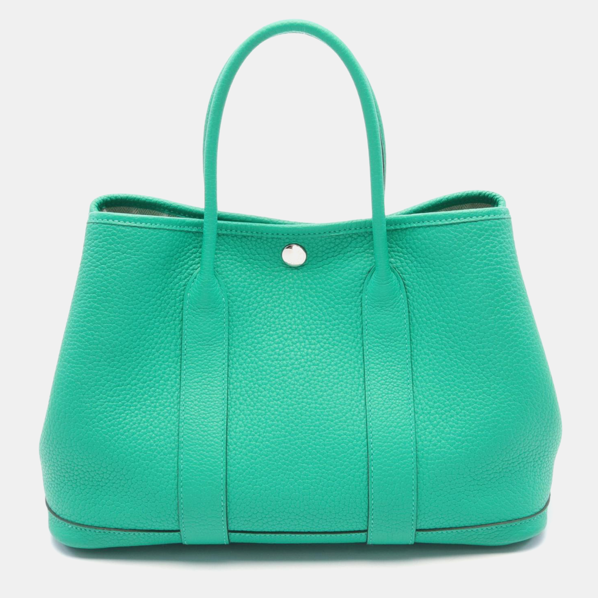 

Hermes Green Leather Garden Party TPM Tote Bag