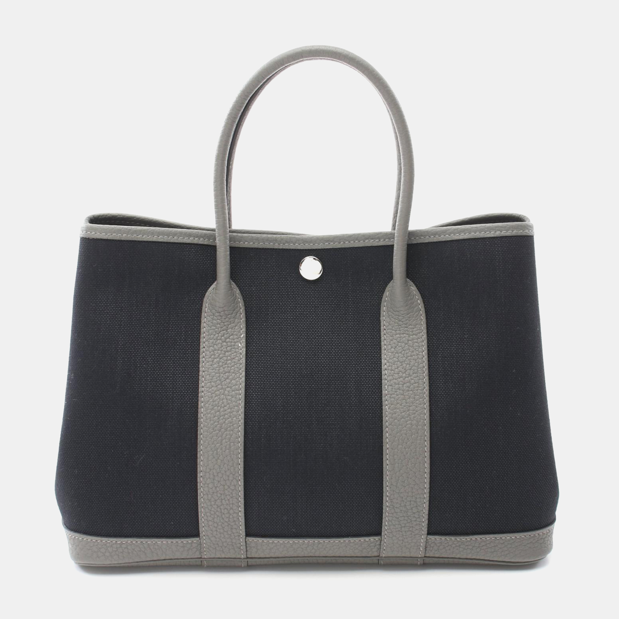 

Hermes Black Leather Garden Party TPM Tote Bag