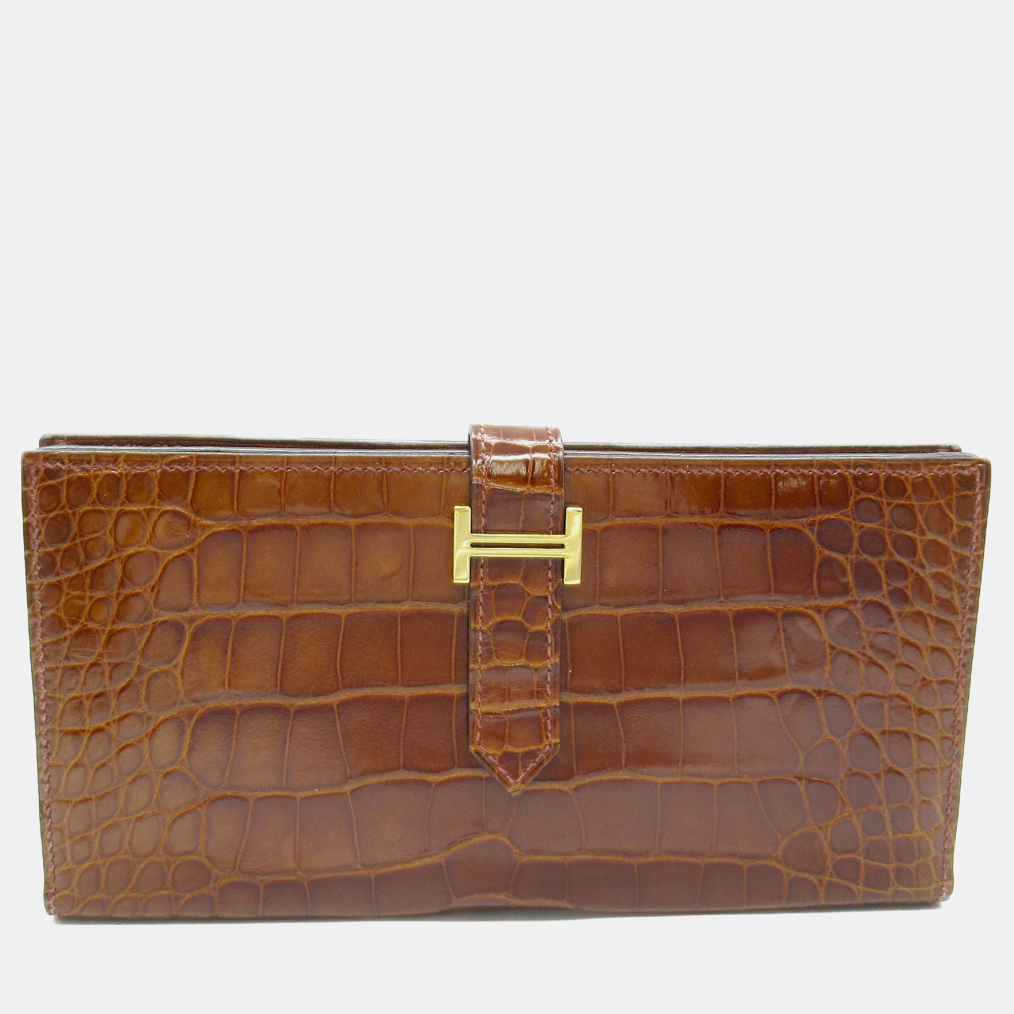 

Hermes Brown Leather Bearn Long Wallet