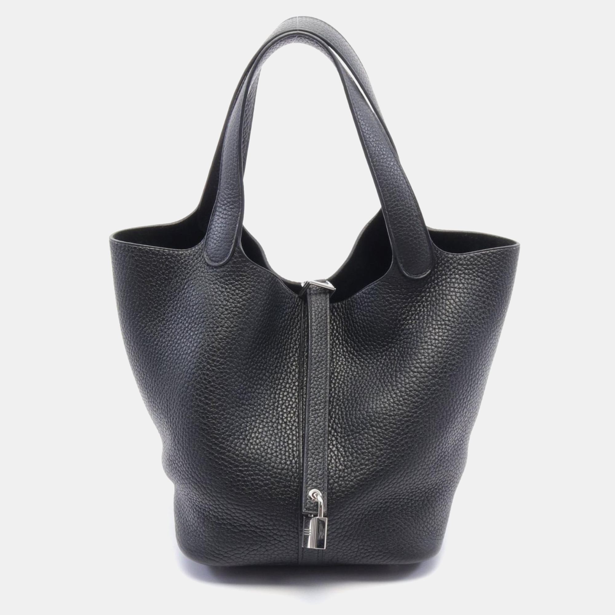

Hermes Black Leather Picotin Lock MM Handbag