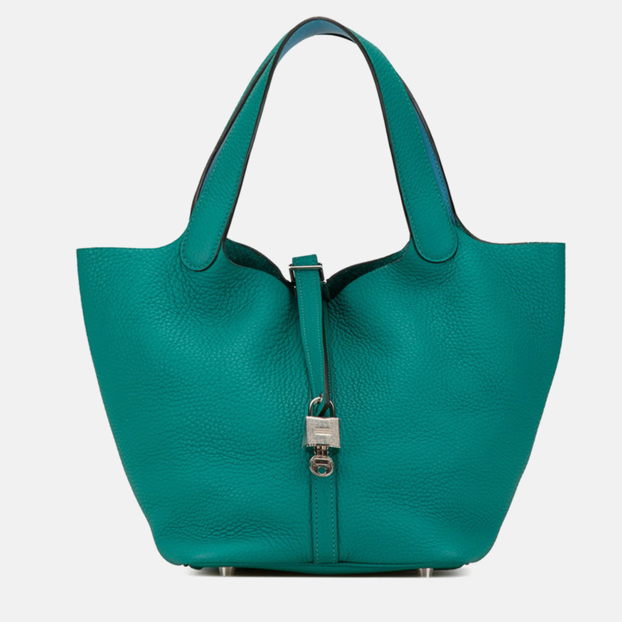 

Hermes Green Leather Picotin Lock MM Handbag