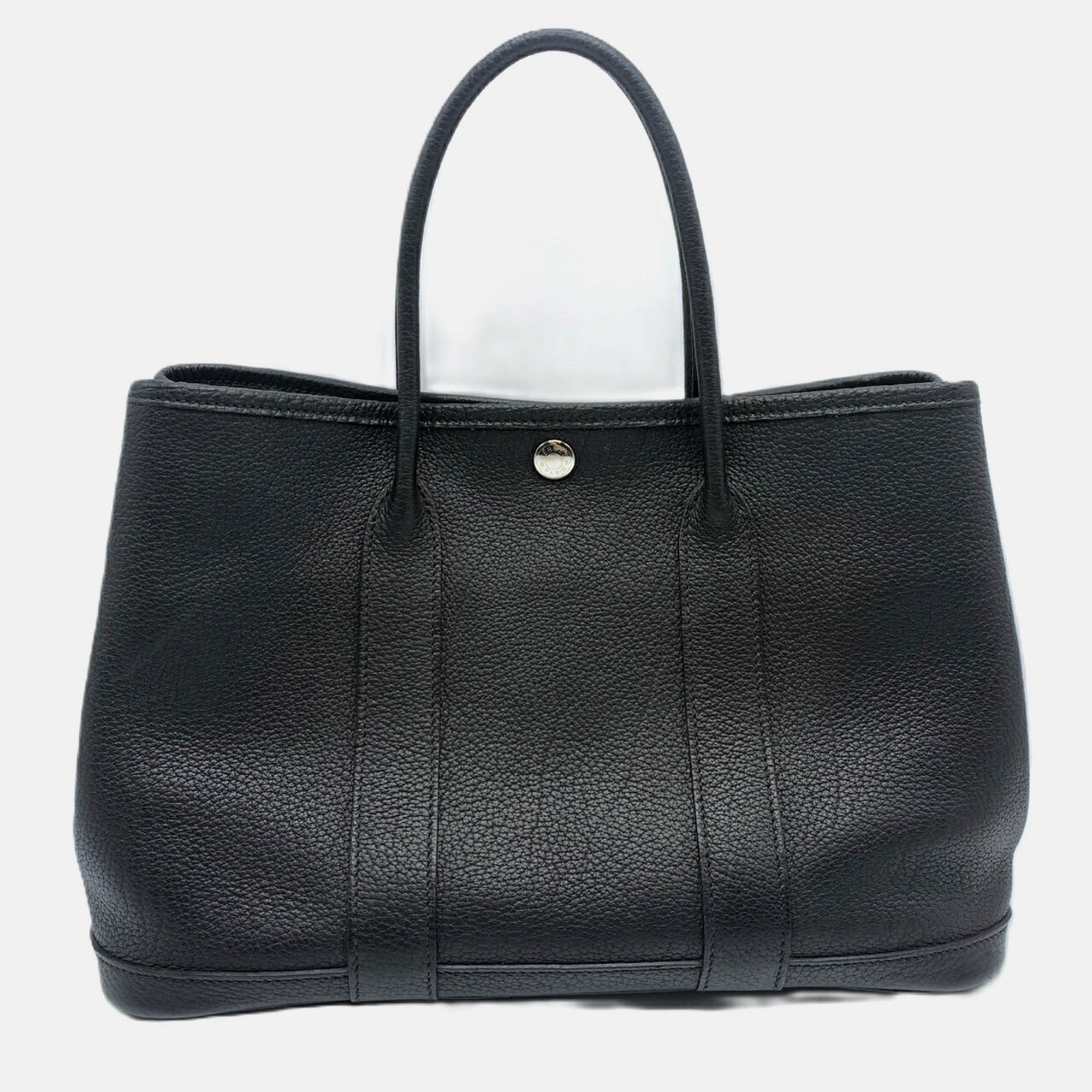 

Hermes Black Negoda Leather Garden Party TPM Tote Bag