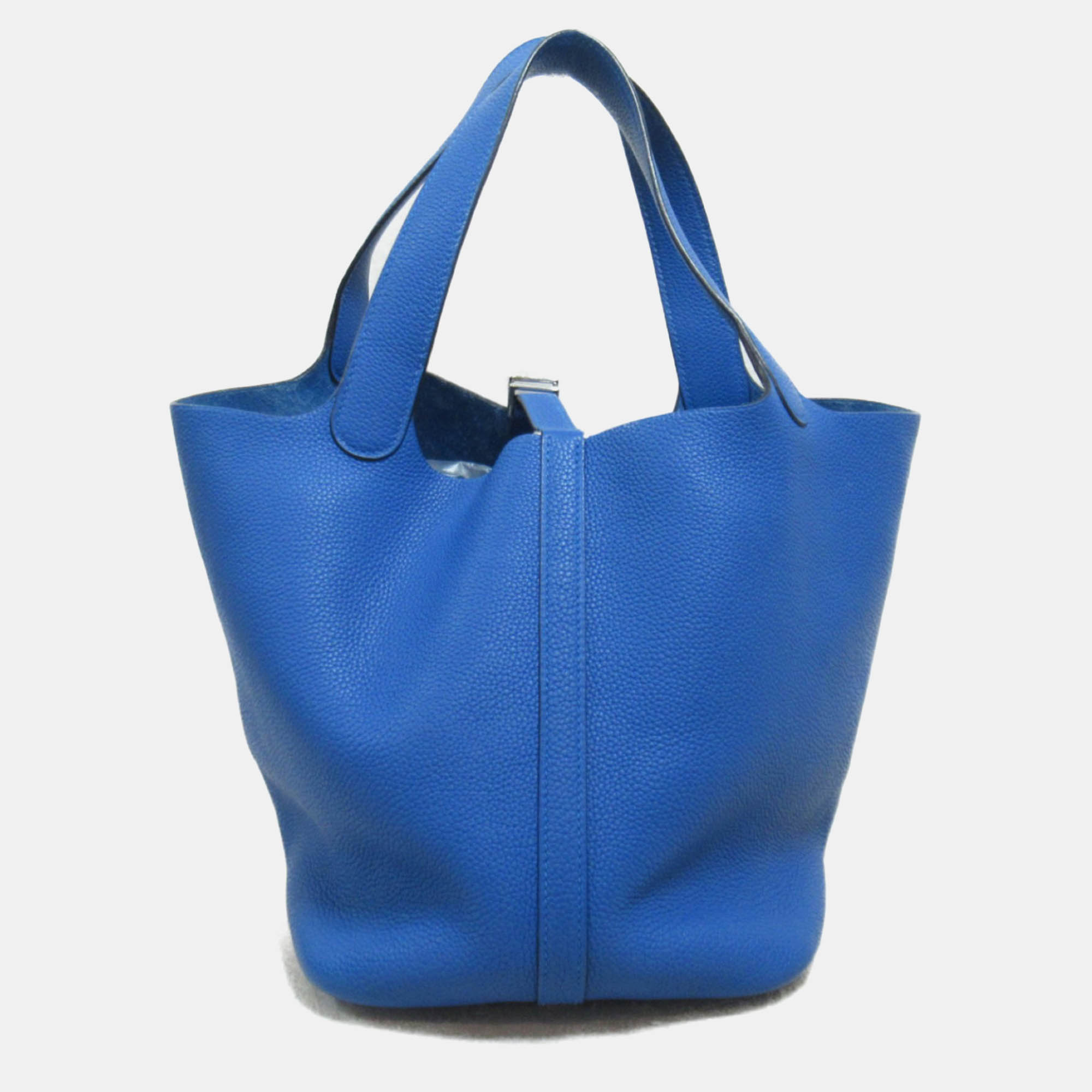 Hermes Blue Mykonos Leather Picotin Lock MM Handbag 