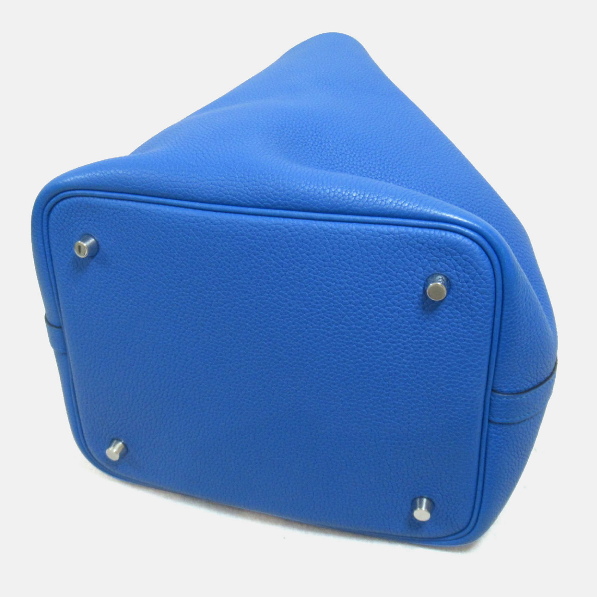 Hermes Blue Mykonos Leather Picotin Lock MM Handbag 