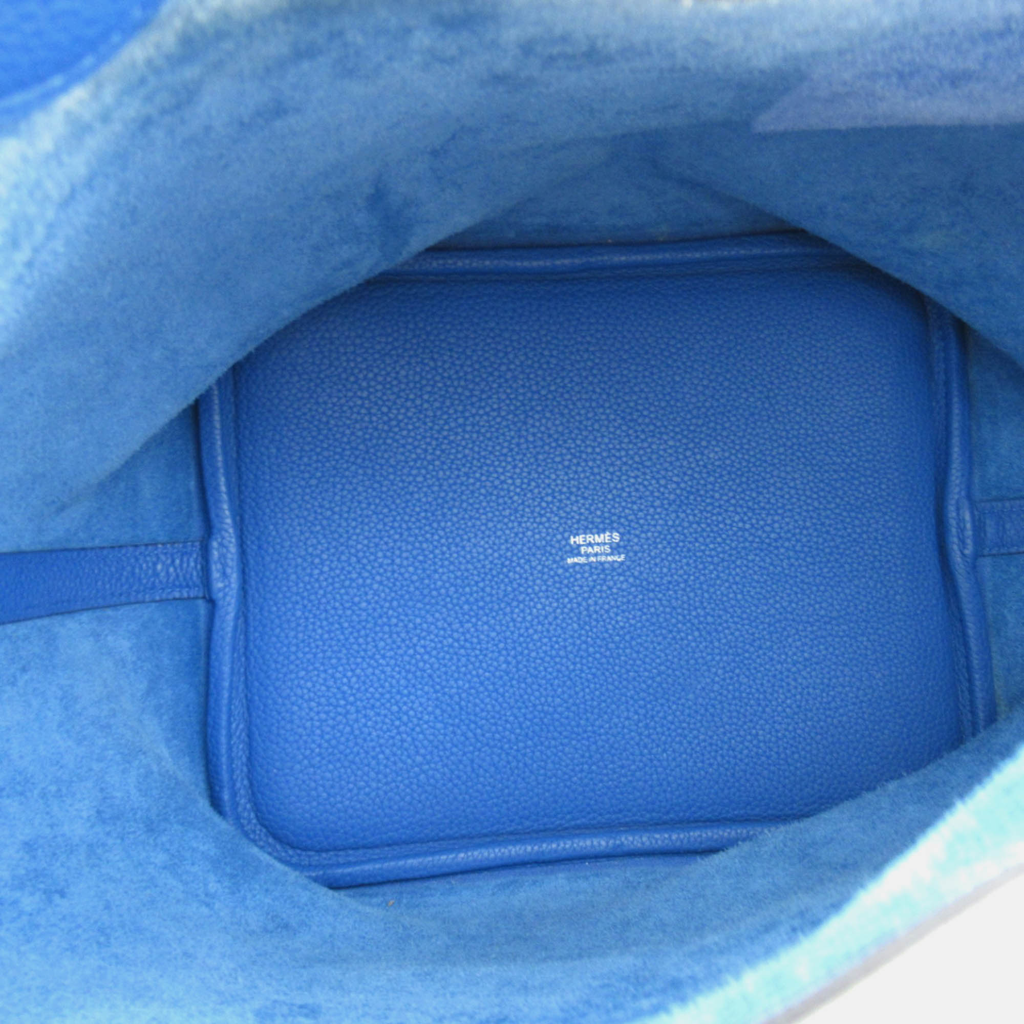 Hermes Blue Mykonos Leather Picotin Lock MM Handbag 