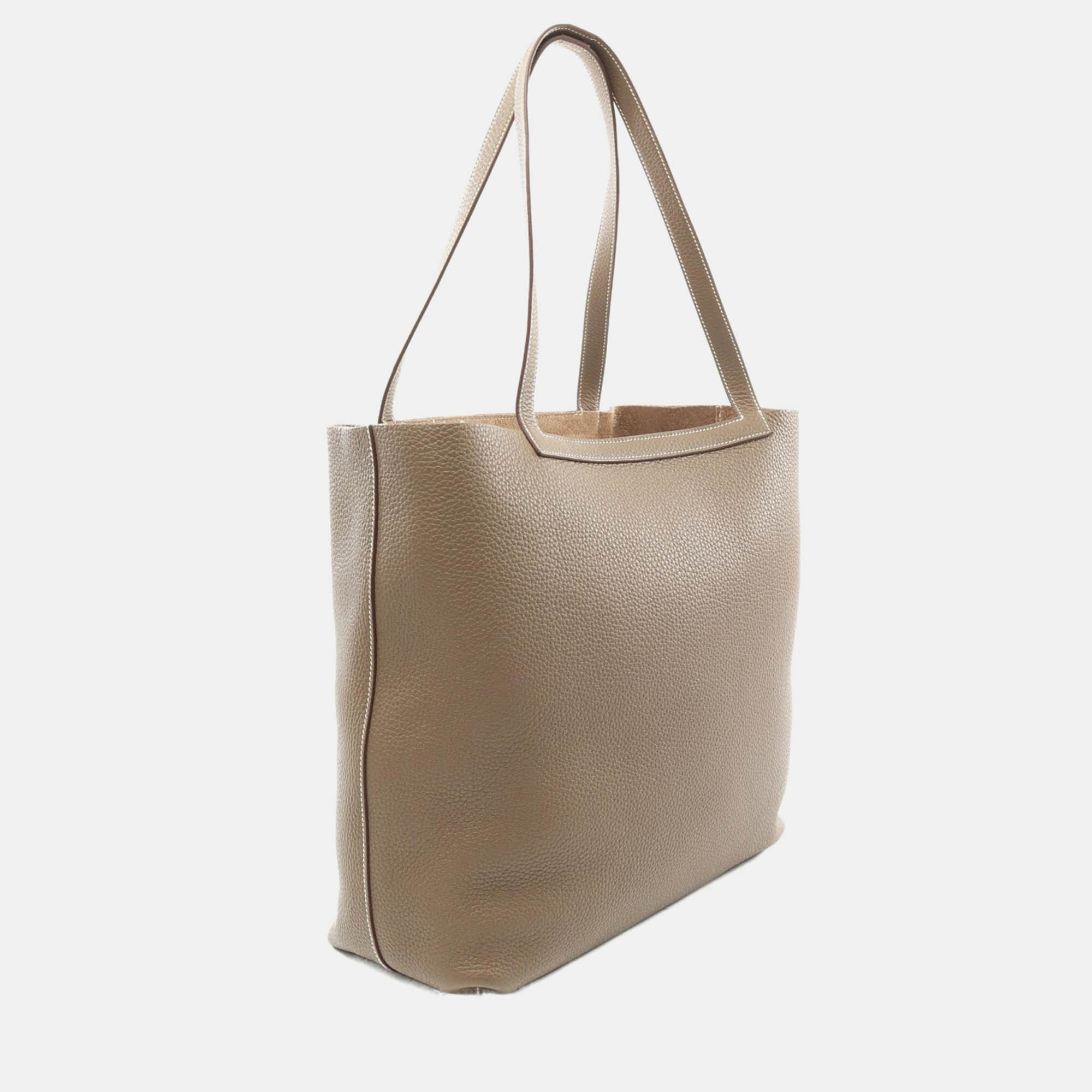 Hermes Brown Leather Cabas Elier 46 Tote Bag 
