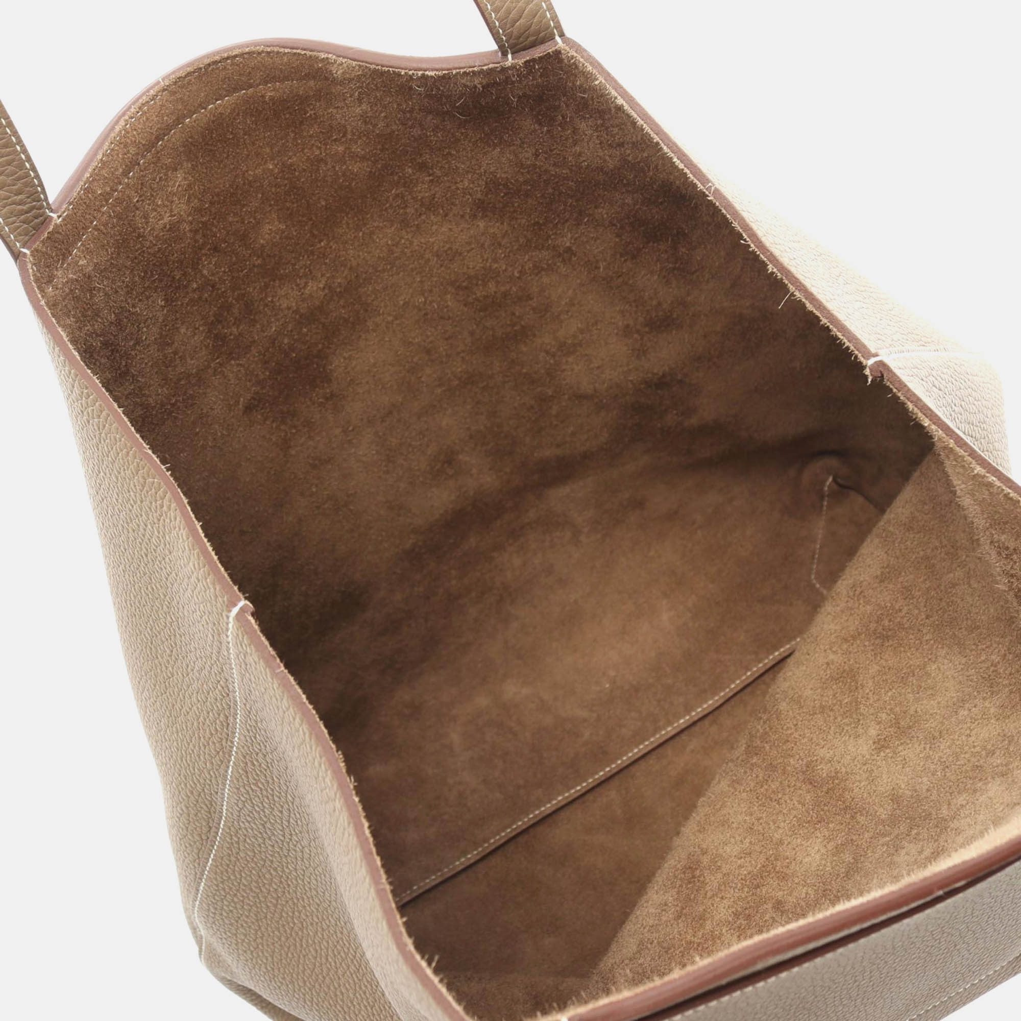 Hermes Brown Leather Cabas Elier 46 Tote Bag 
