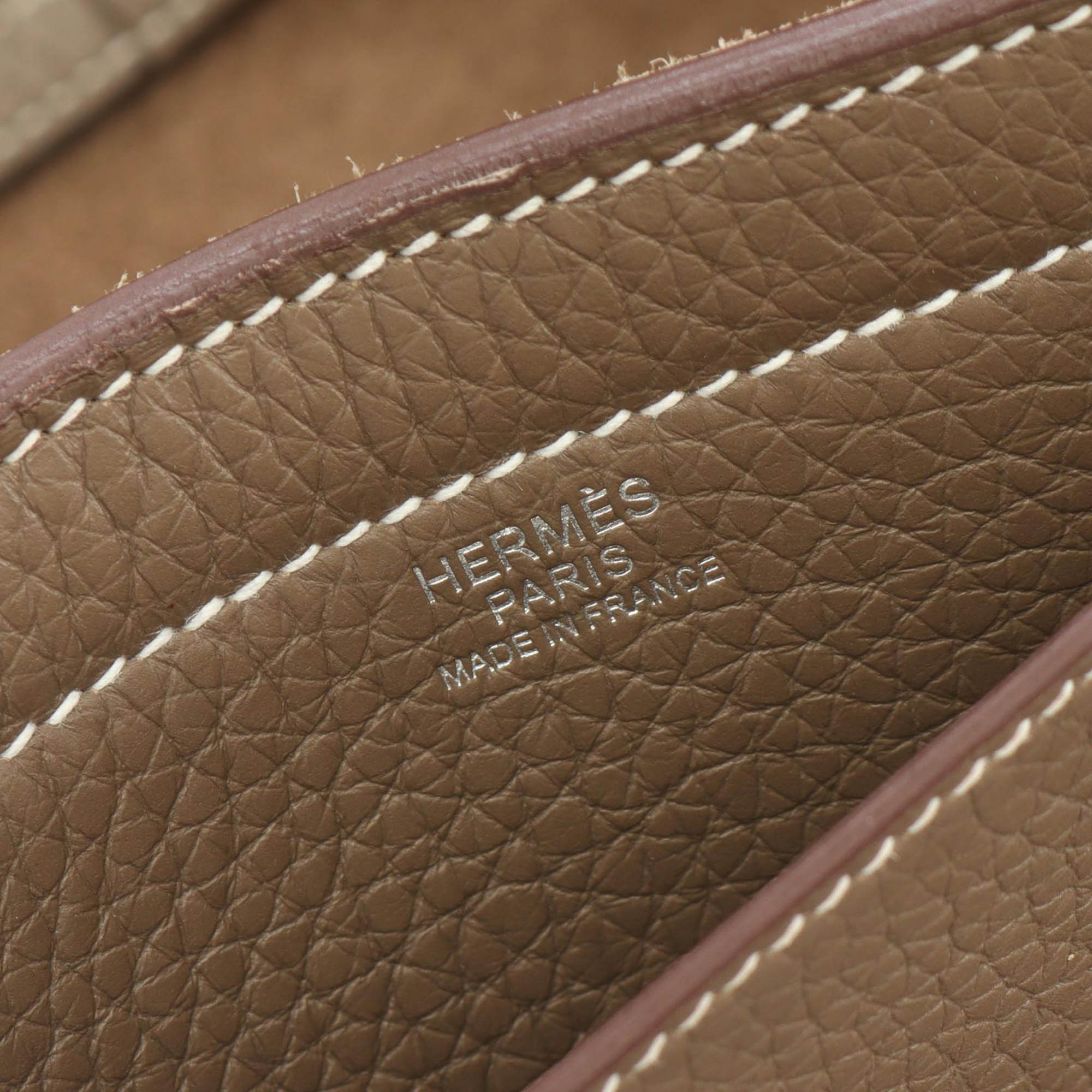 Hermes Brown Leather Cabas Elier 46 Tote Bag 