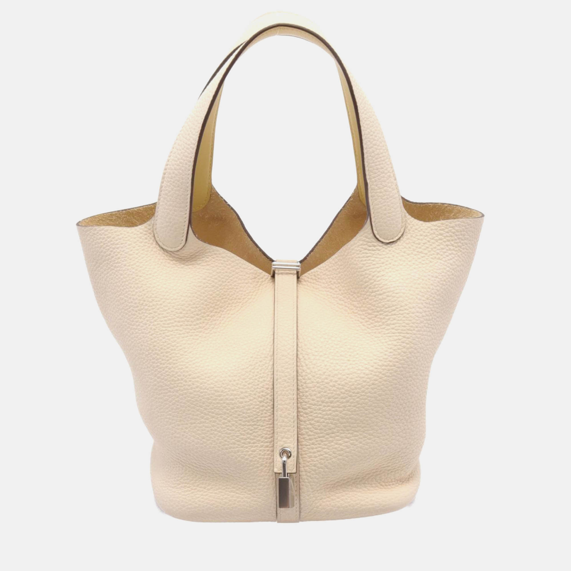 

Hermes White Leather Picotin Lock Eclat MM Handbag
