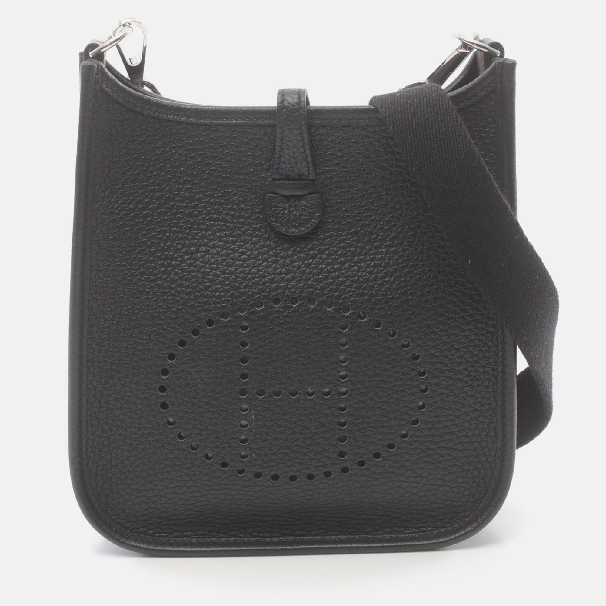 

Hermes Black Leather Evelyne TPM Amazon Crossbody Bag