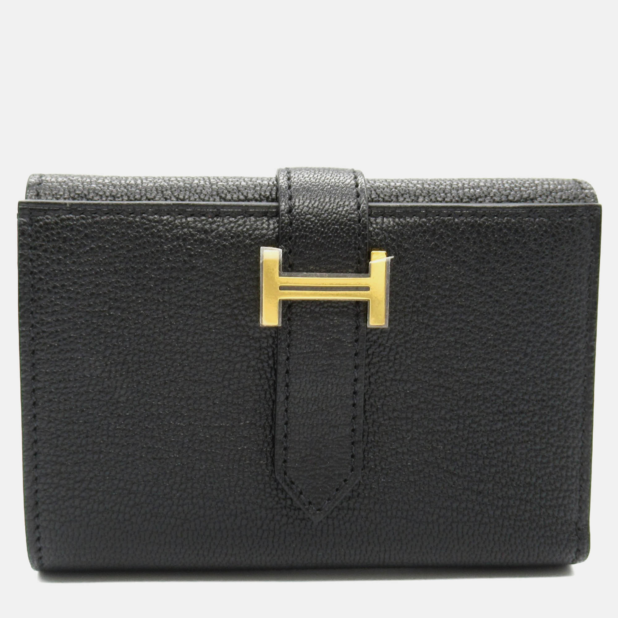 

Hermes Black Leather Bearn Short Wallet