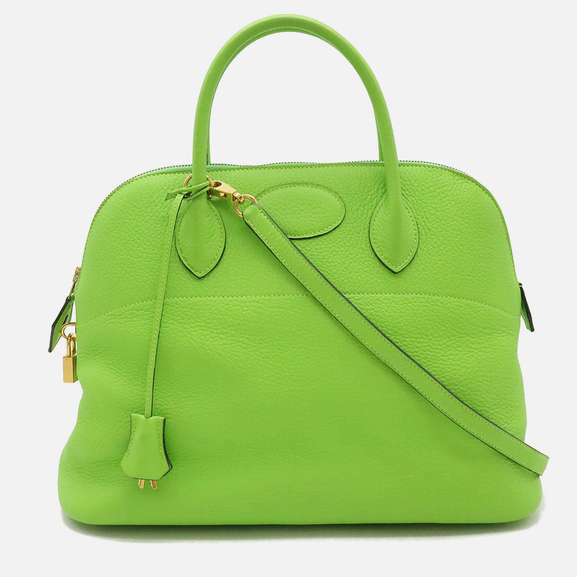 

Hermes Green Leather Bolide 35 Handbag