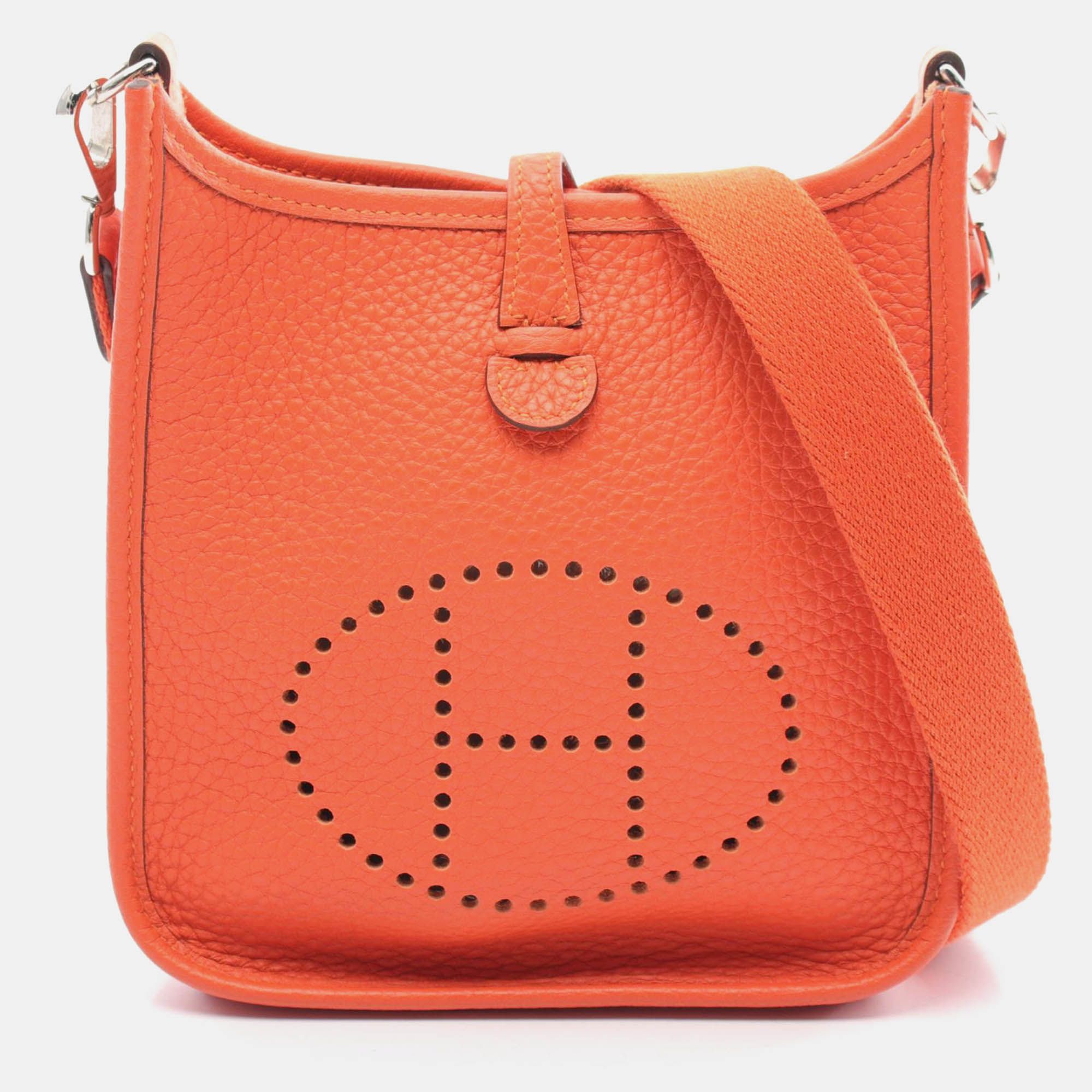 

Hermes Orange Leather Evelyne TPM Crossbody Bag