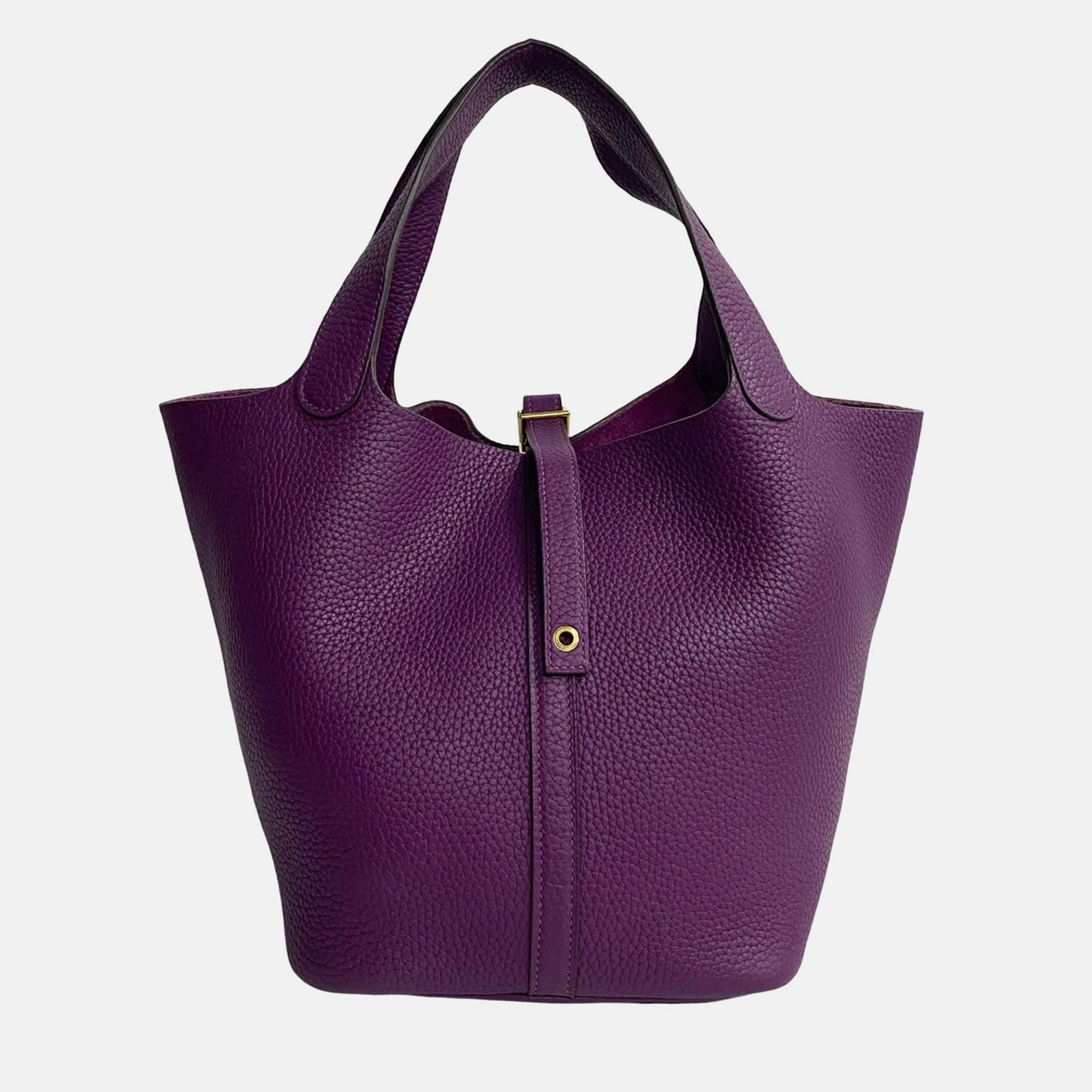 

Hermes Purple Leather Picotin Lock MM Handbag