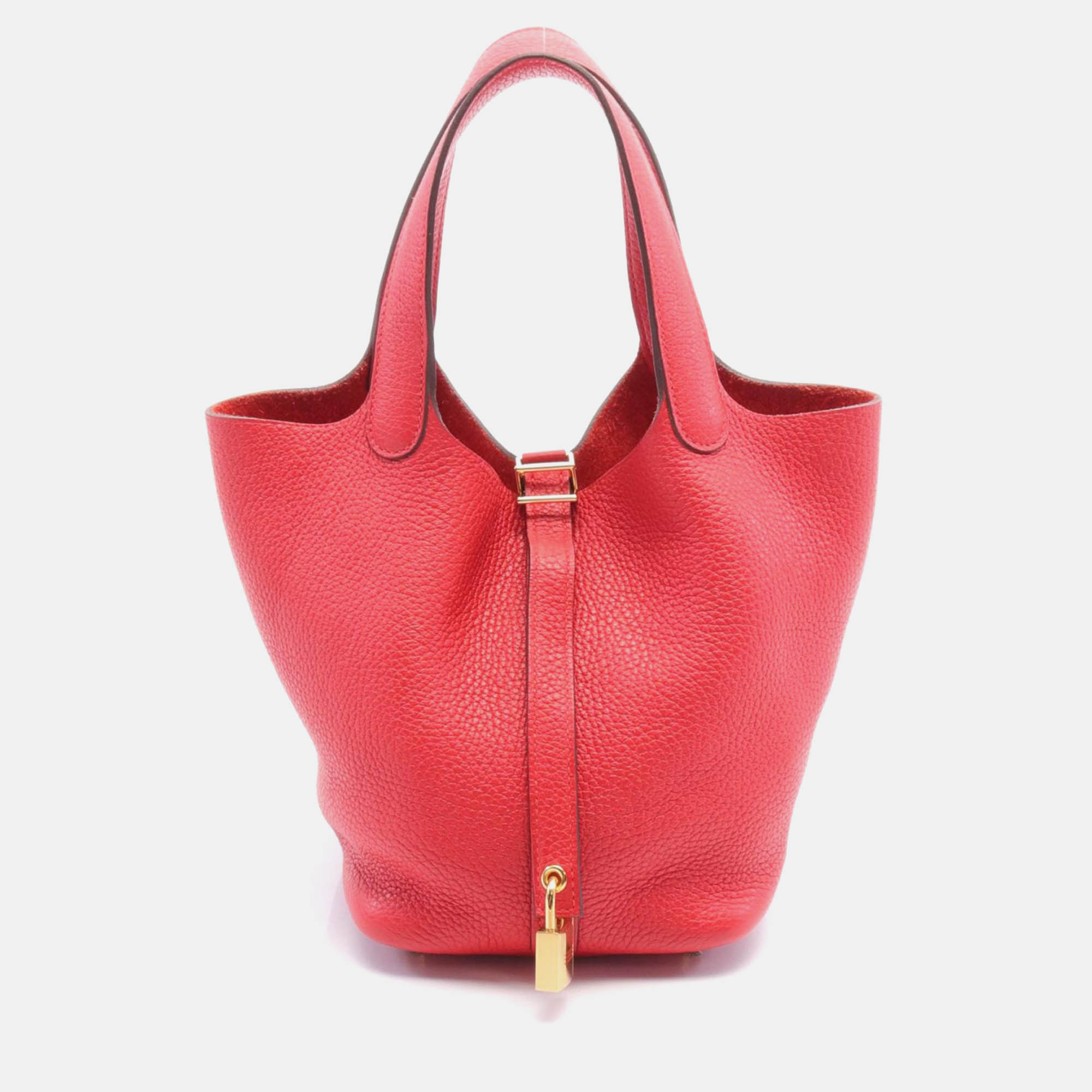 

Hermes Red Leather Picotin Lock PM Handbag