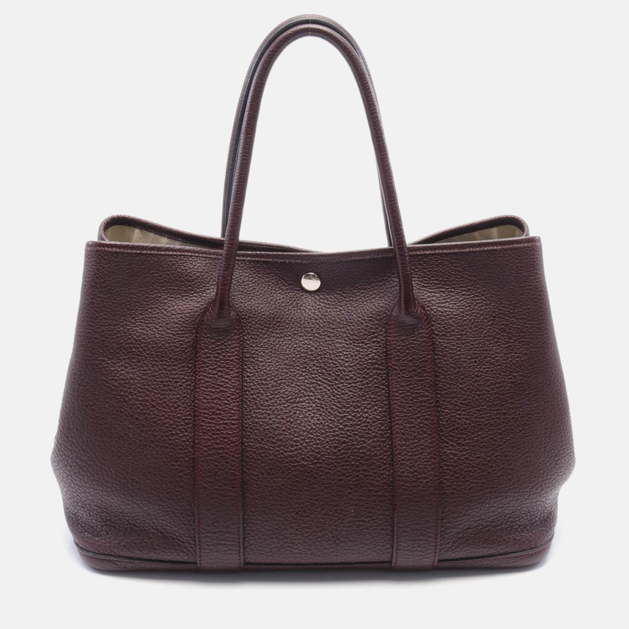 

Hermes Brown Leather Garden Party PM Tote Bag